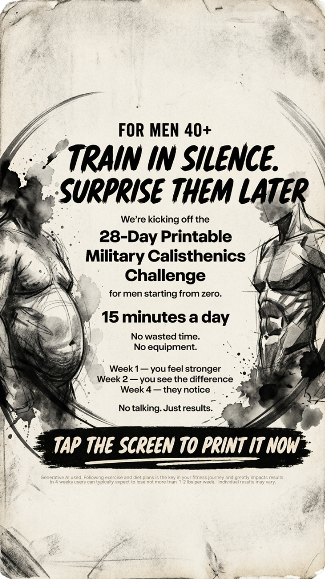 Military Training System Facebook ad: Feel Strong and Unstoppable with Military Calisthenics