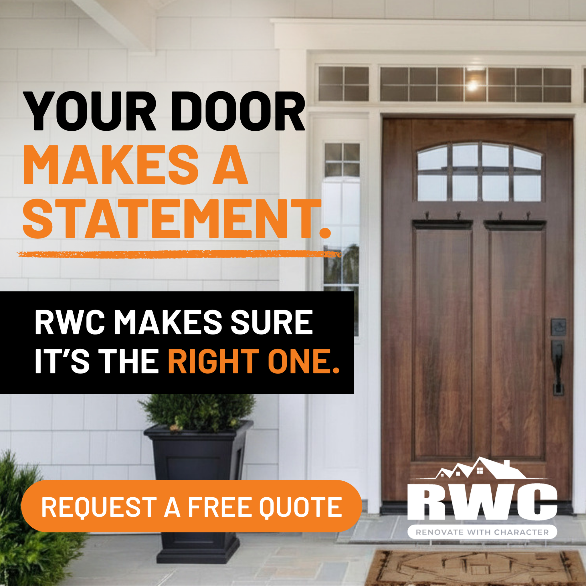 RWC Windows, Doors, Kitchens & Baths Facebook ad: The Difference Shows Before You Even Open the Door.