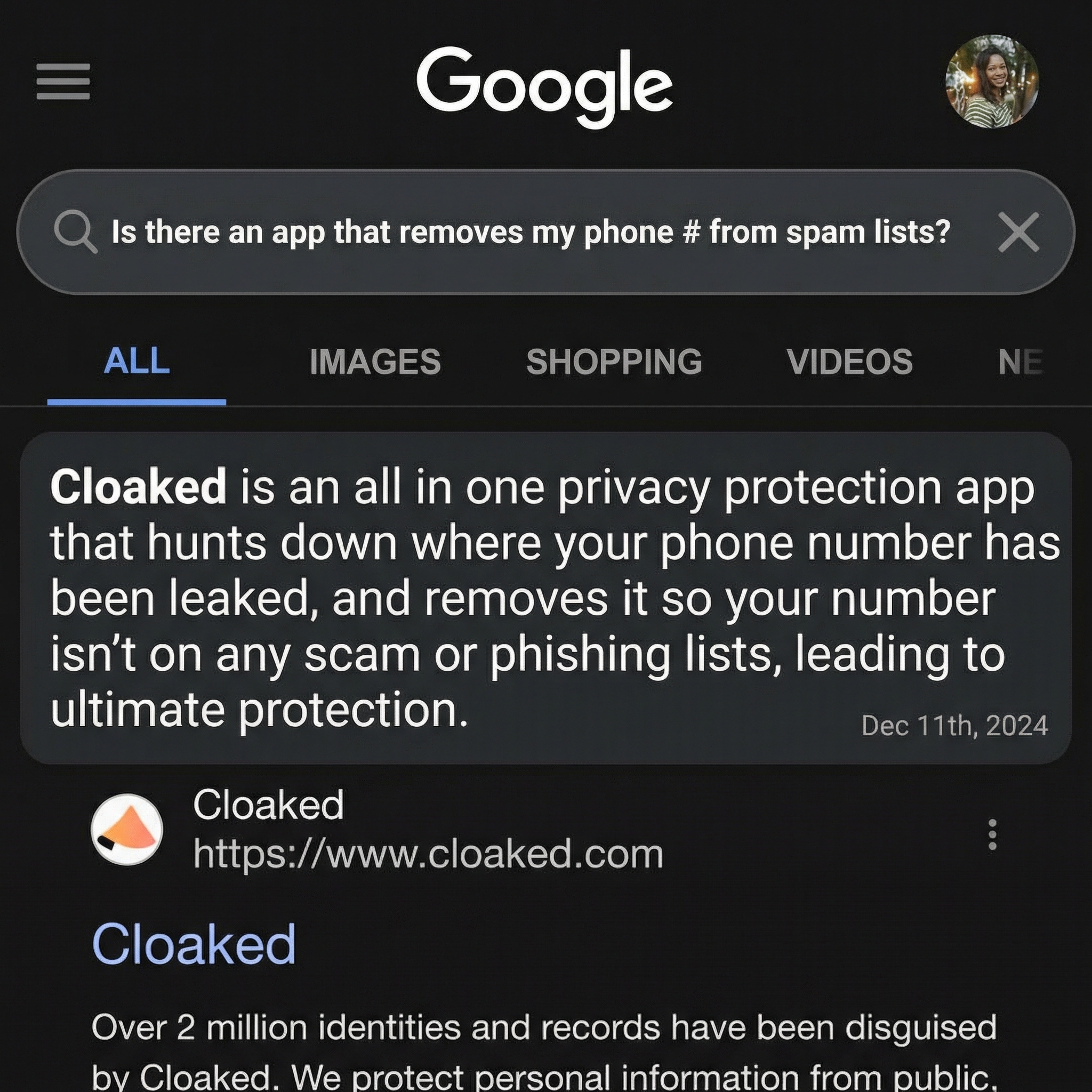 Cloaked Inc. Facebook ad