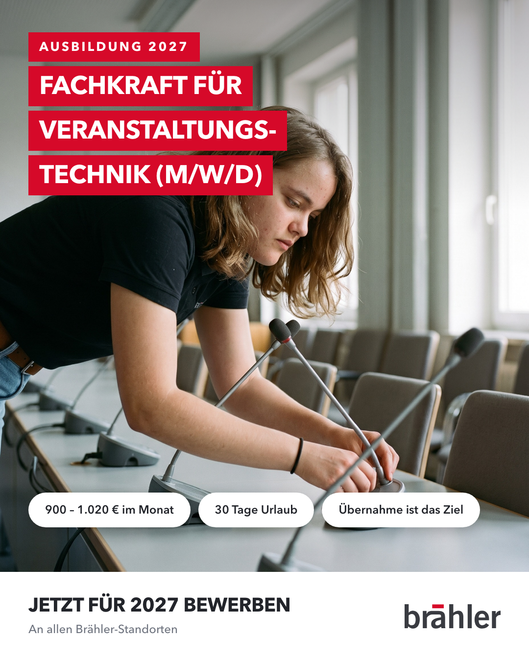 Brähler ICS Konferenztechnik Facebook ad: Bewerben in drei Minuten