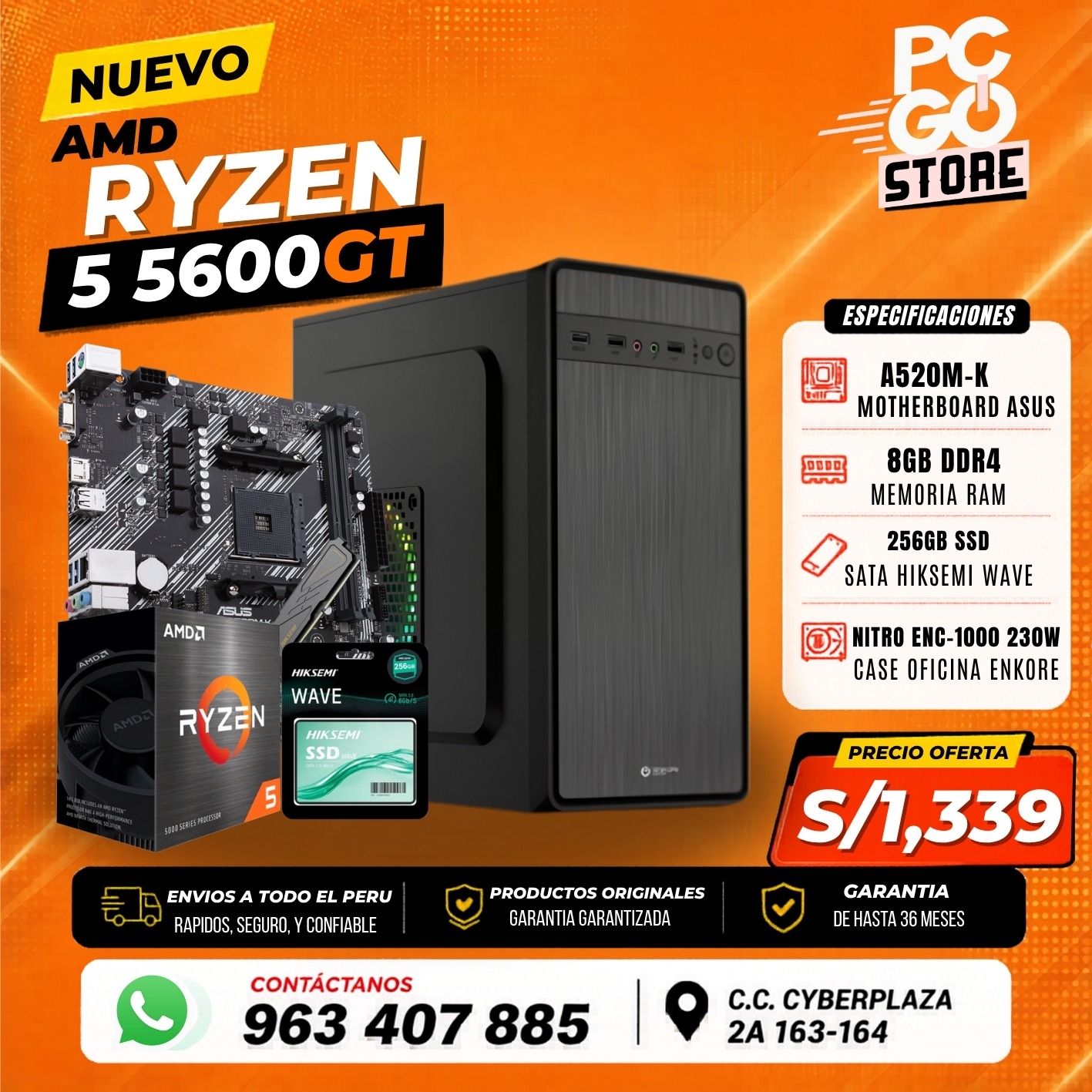 PC GO STORE Facebook ad: ¿ ¡PC RYZEN 5 5600GT DESDE S/1,339!