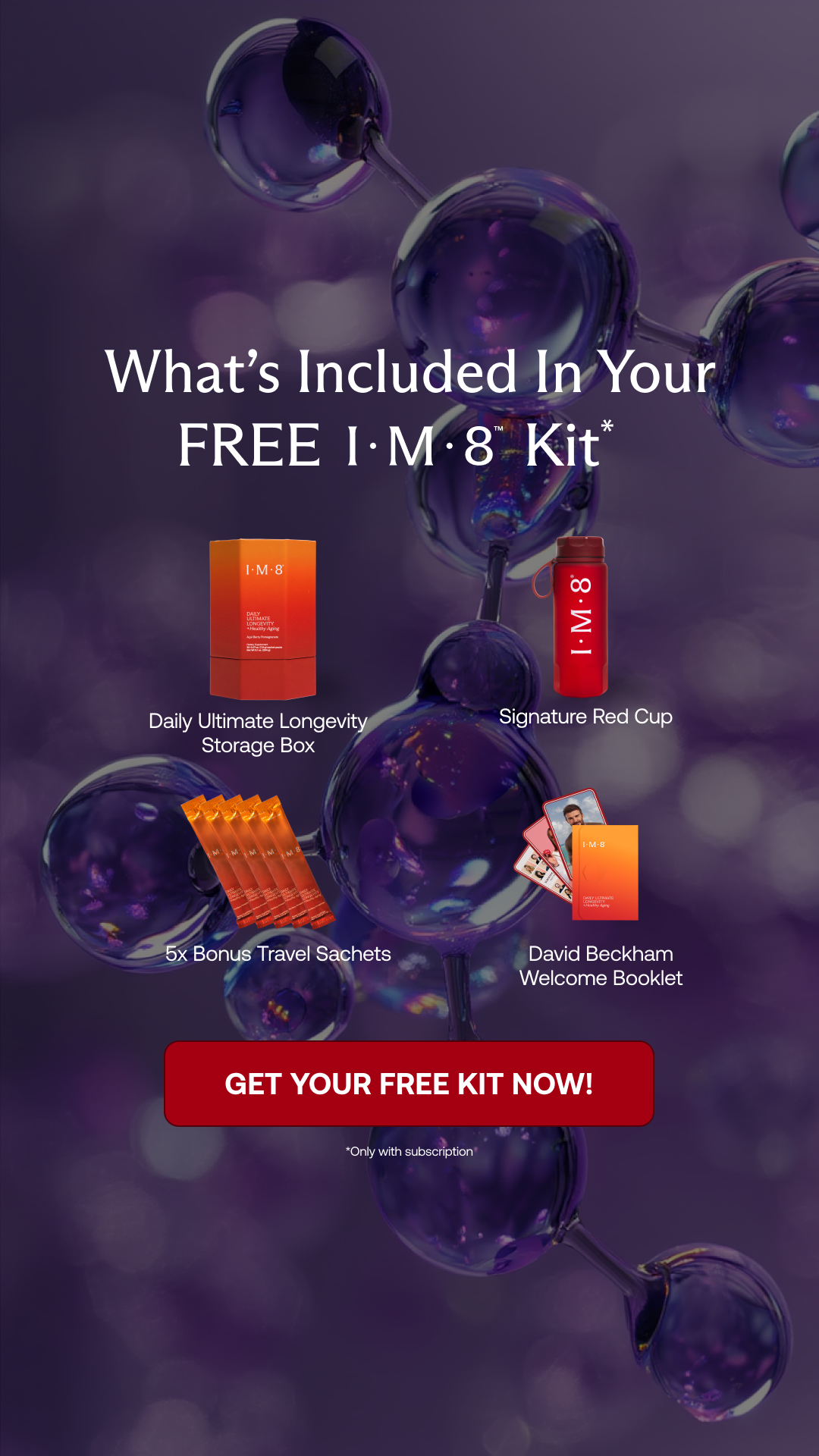 IM8 Facebook ad: Free Welcome Kit With Subscription
