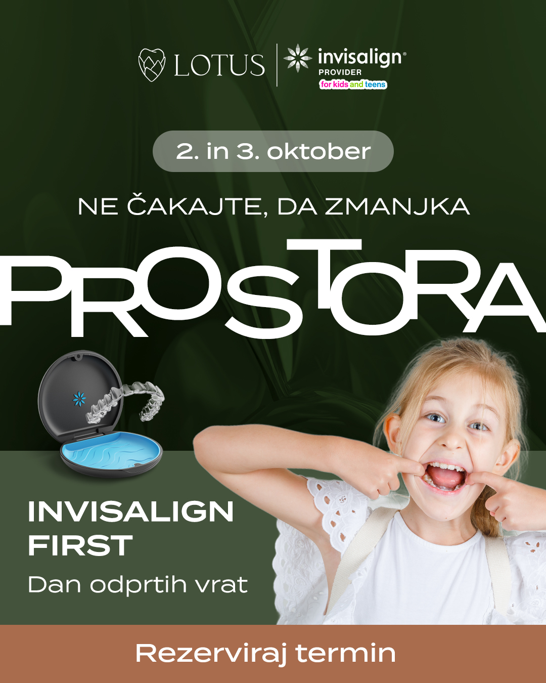 Lotus dentalni center Facebook ad: Vaš otrok takoj do zobnega aparata