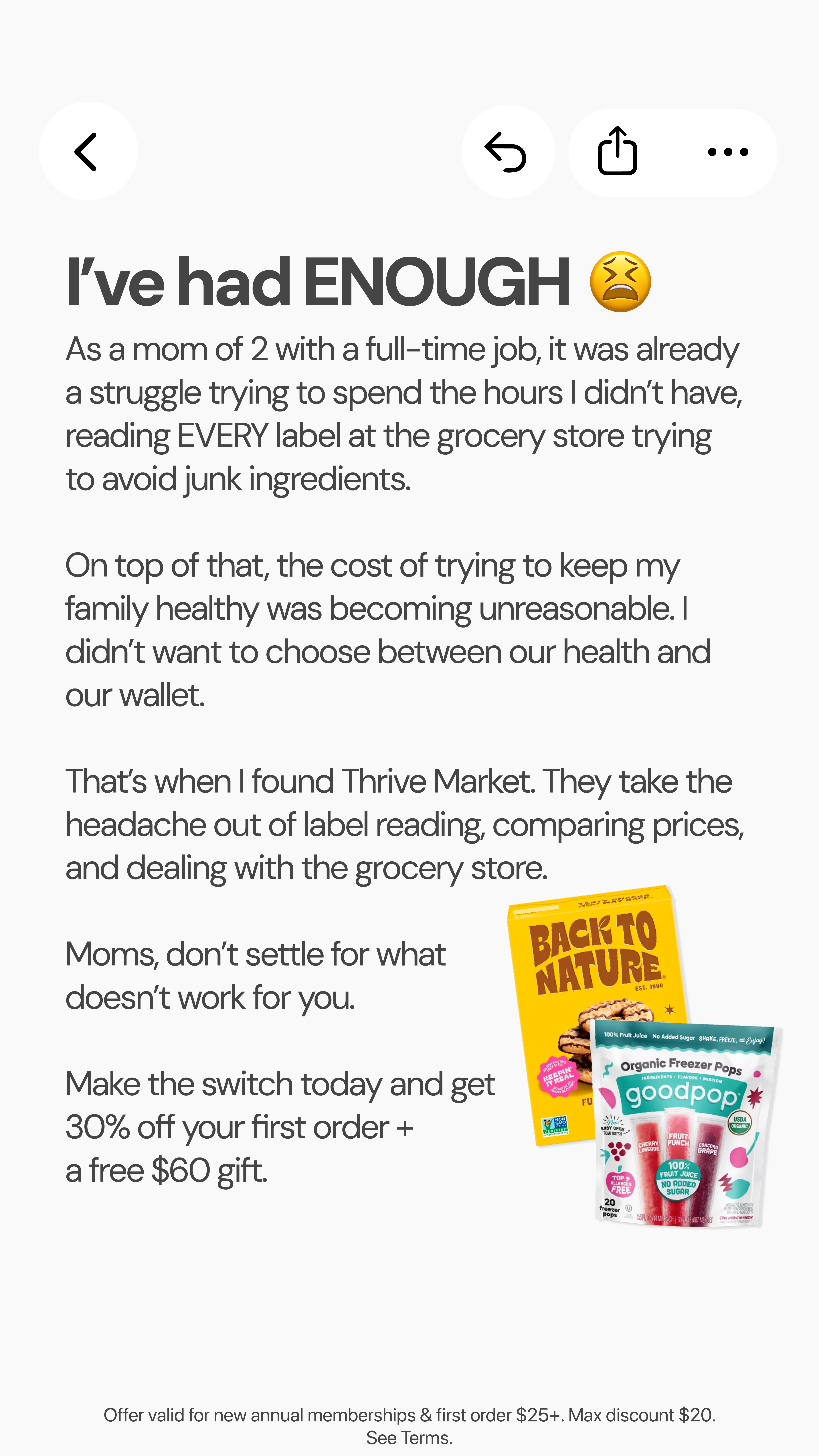 Thrive Market Facebook ad