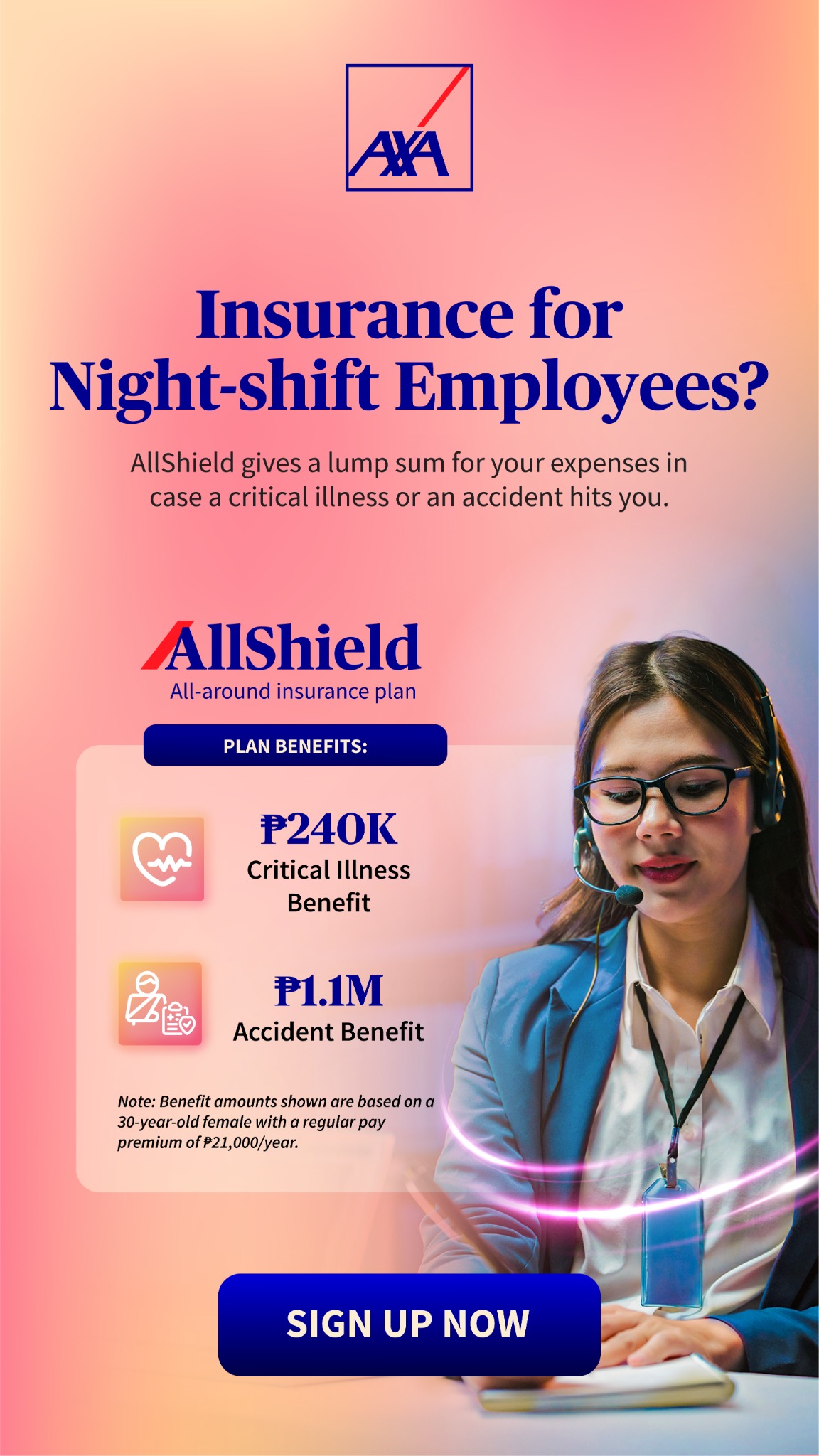 AXA Philippines Facebook ad: Insurance for Night Workers