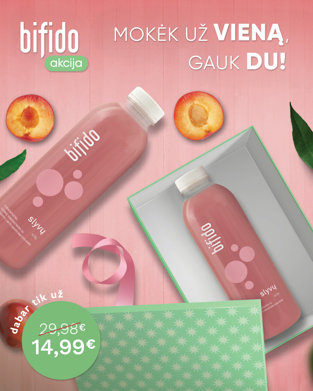 Bifido.lt Facebook ad: Gauti SLYVŲ Bifido 1 + 1 Dovanų