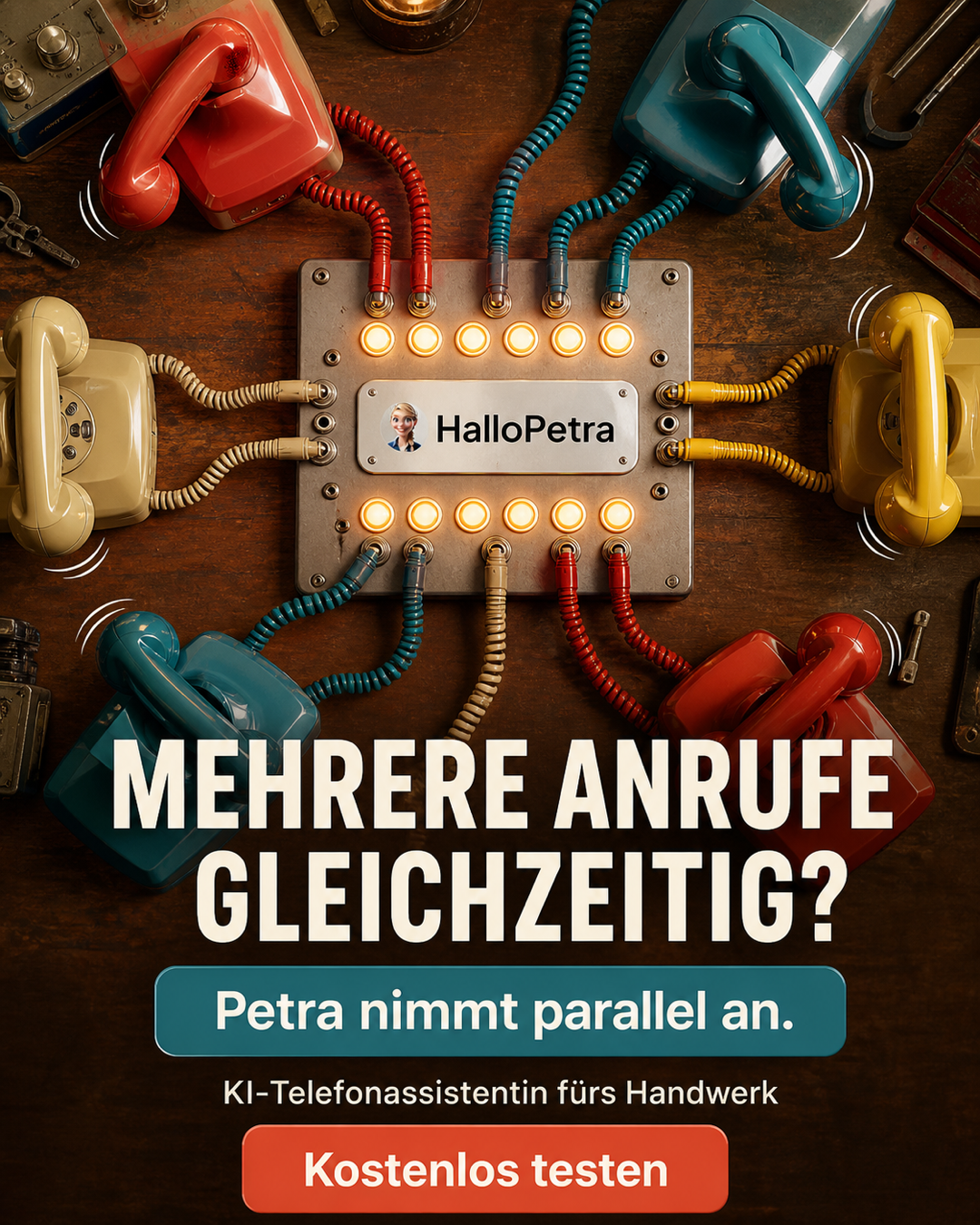HalloPetra.de Facebook ad: Petra nimmt parallel an.