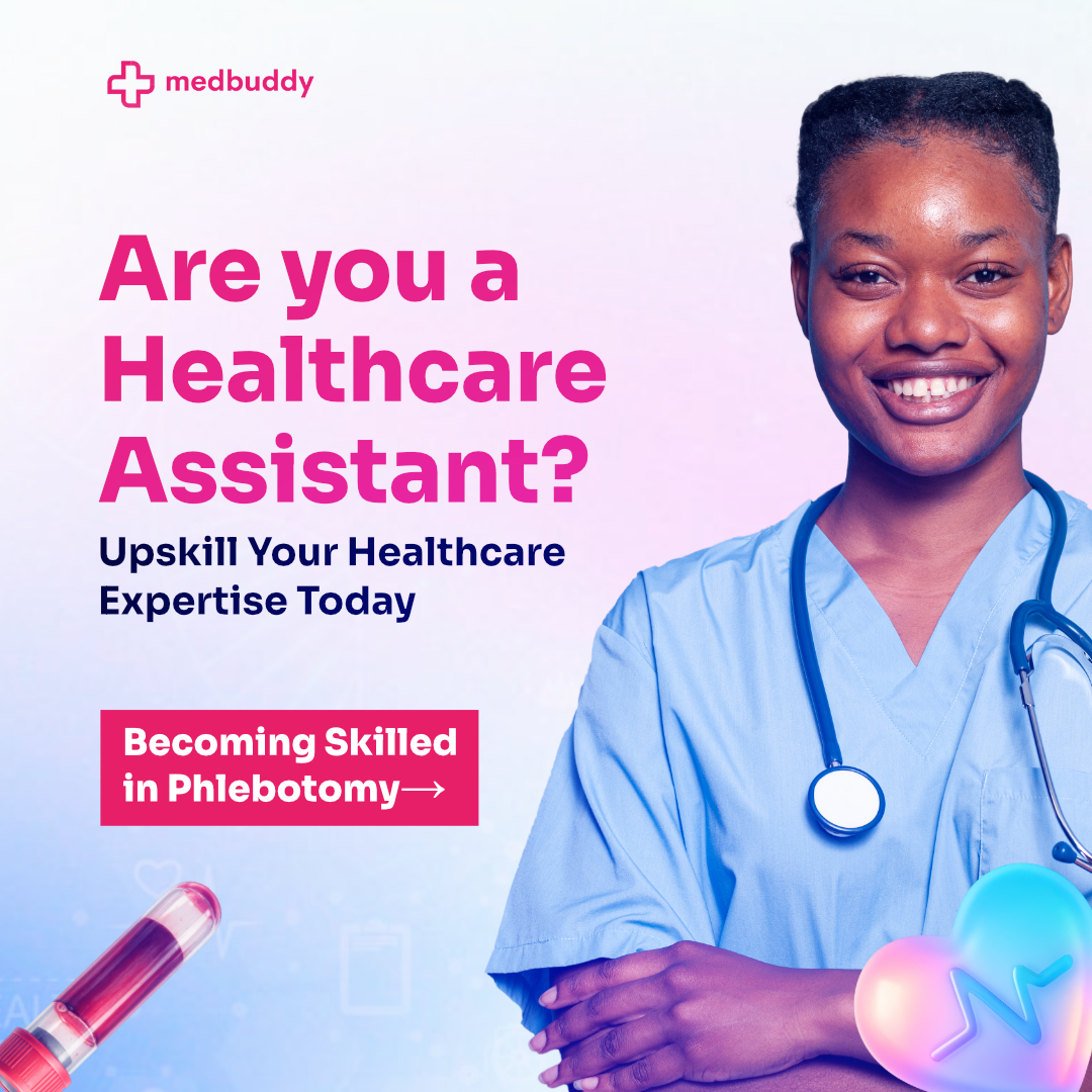 Medbuddy Academy Facebook ad: Upskill as a Phlebotomist today!
