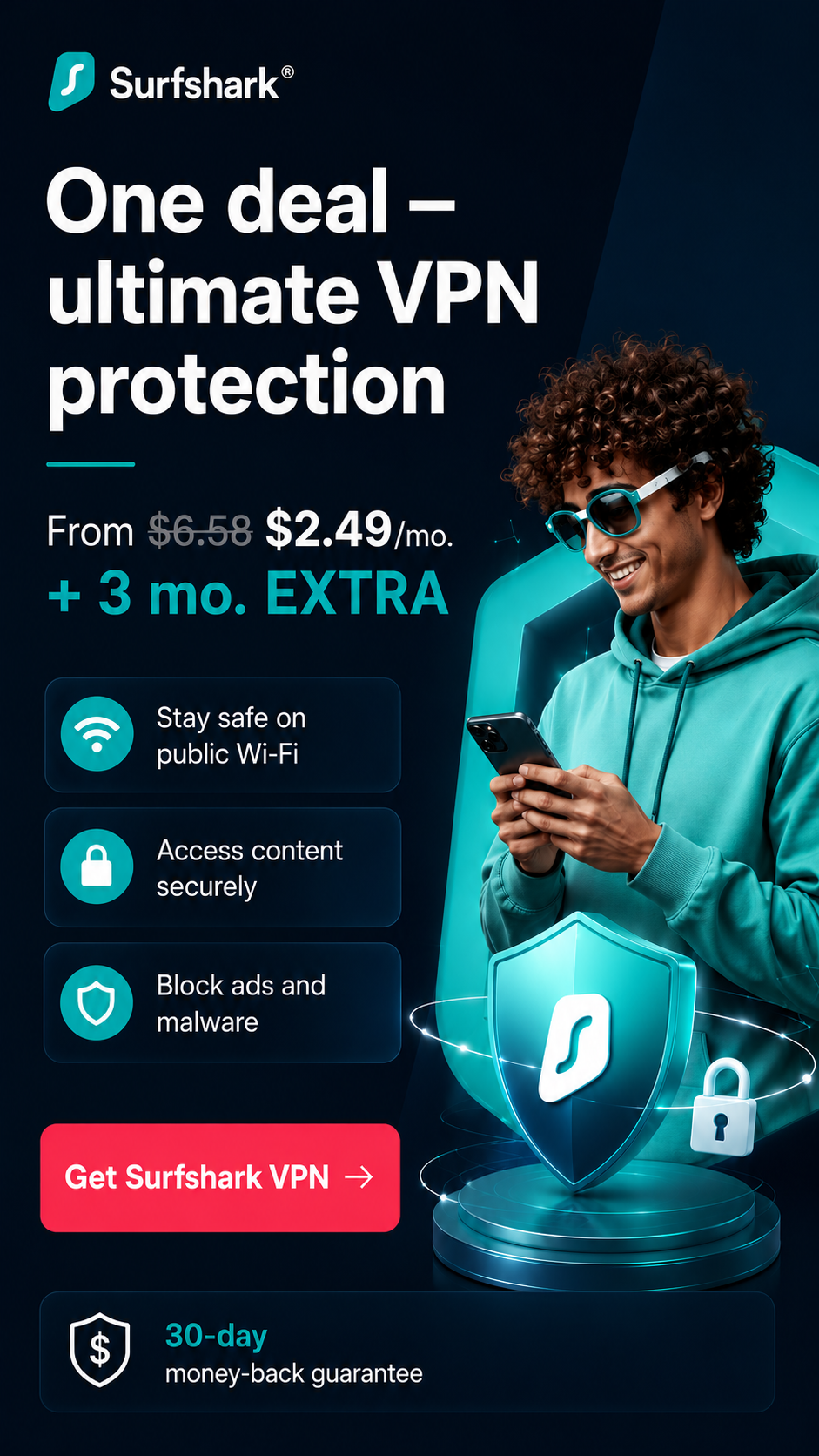 VPN Offers Facebook ad: 88% OFF + 3 Months Free