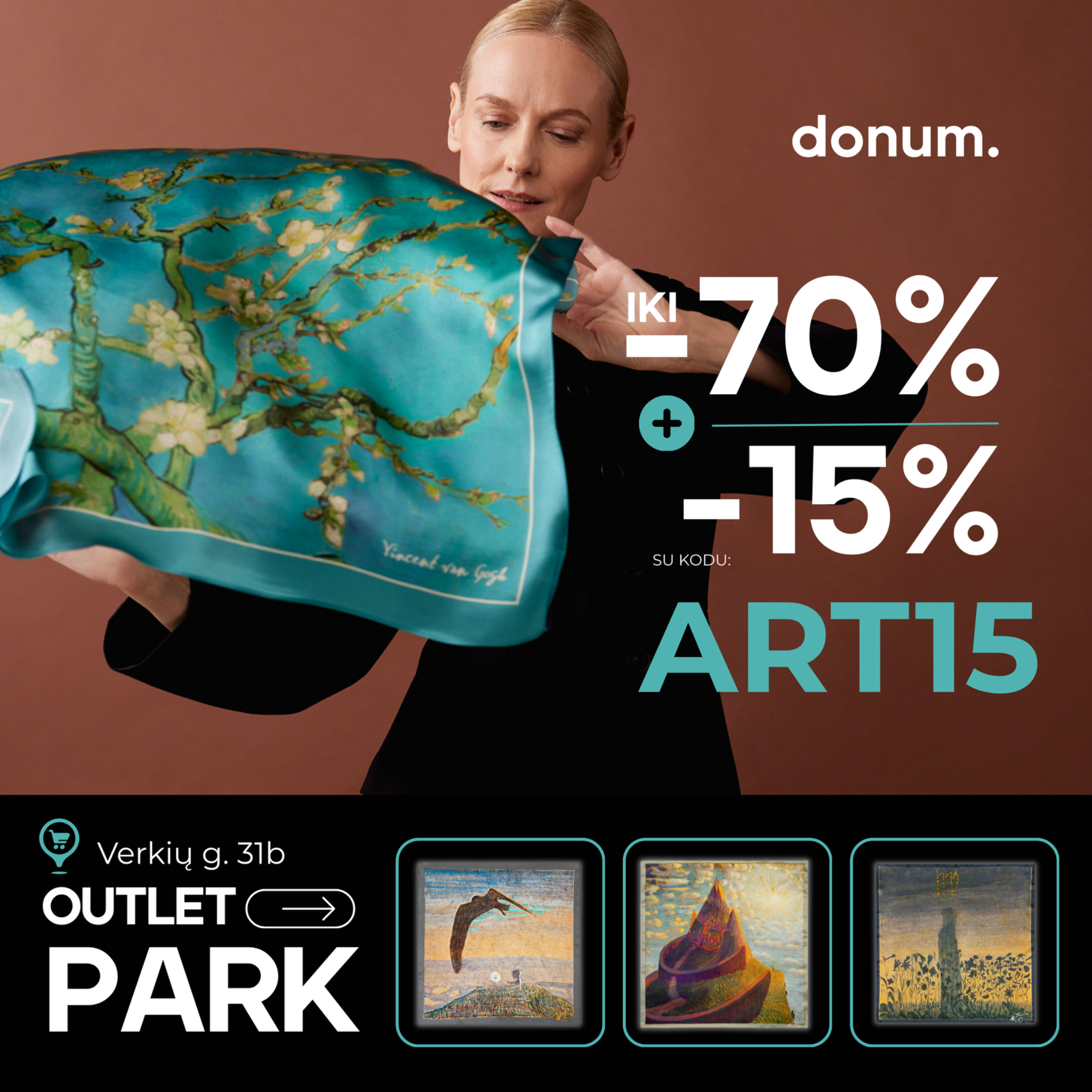 donum. Facebook ad: Užsukite. Atraskite. Dėvėkite meną.