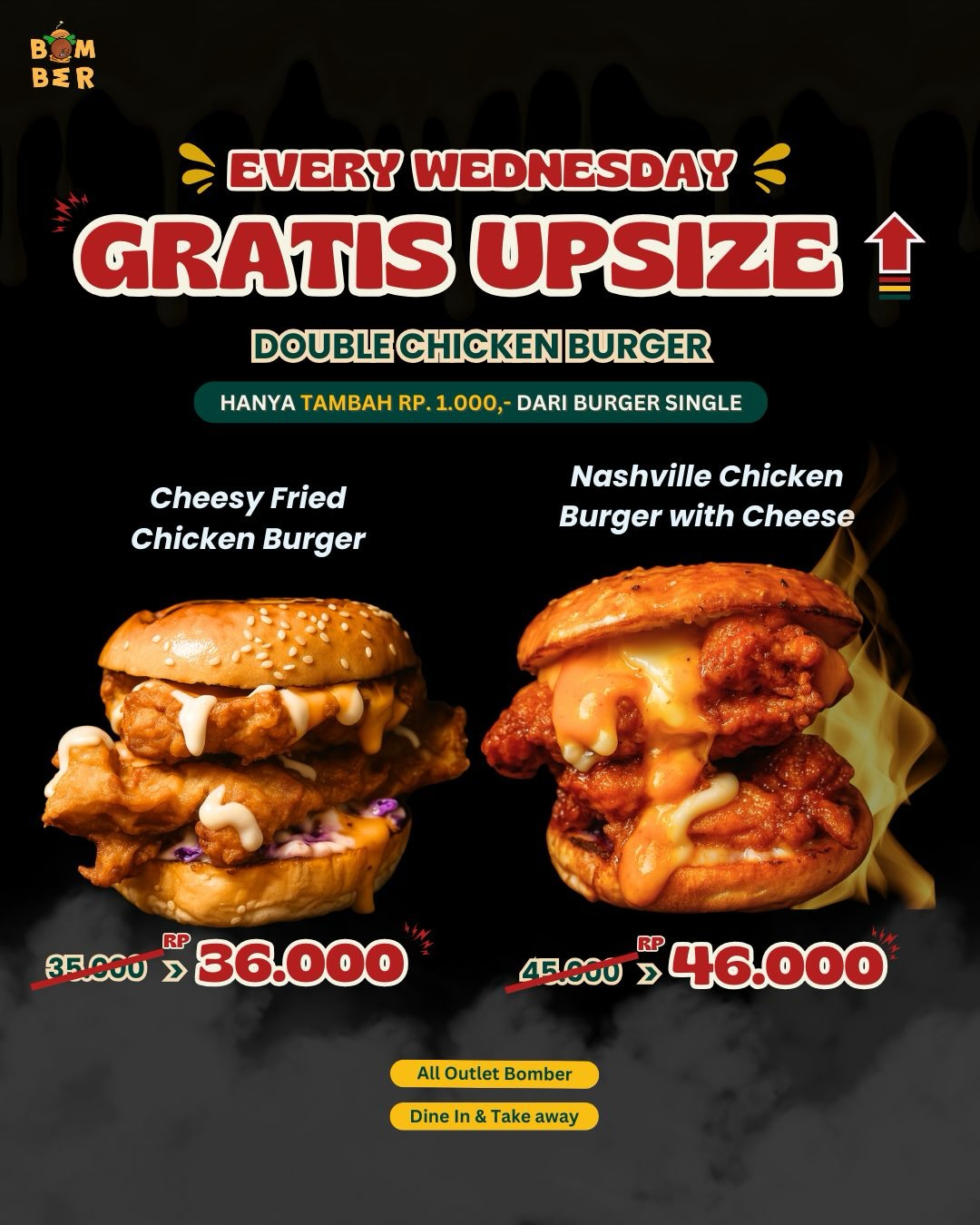 Bomber Burger Facebook ad: Lagi-lagi, MinBomb hadir dengan promo special buat kamu…