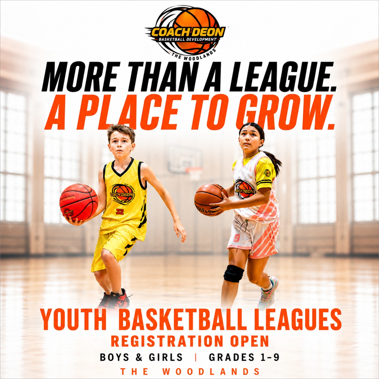 Hello Woodlands Facebook ad: Youth Basketball Leagues in The Woodlands | Coach Deon
