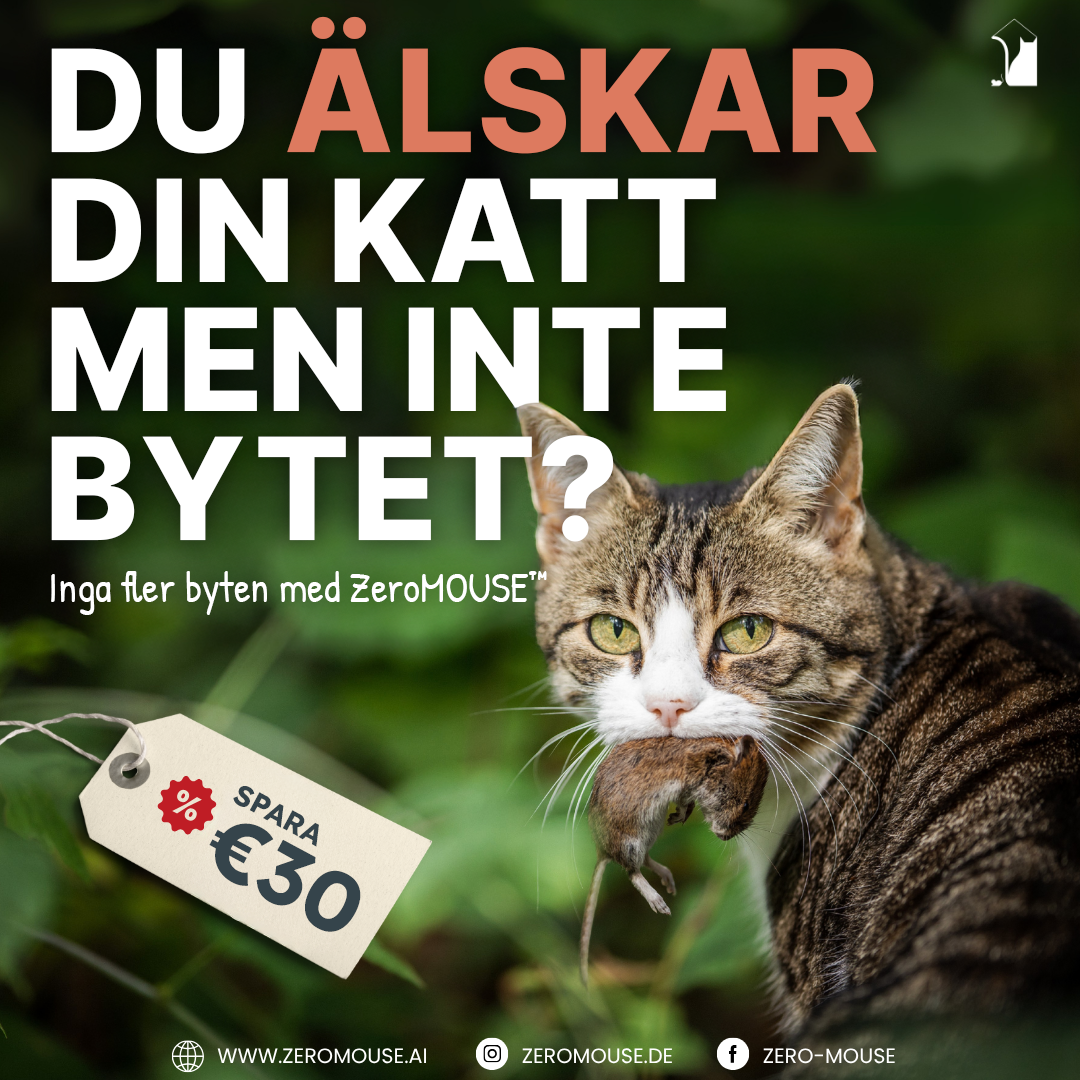 Zeromouse Facebook ad: Kattlucka med chip och bytesdetektering