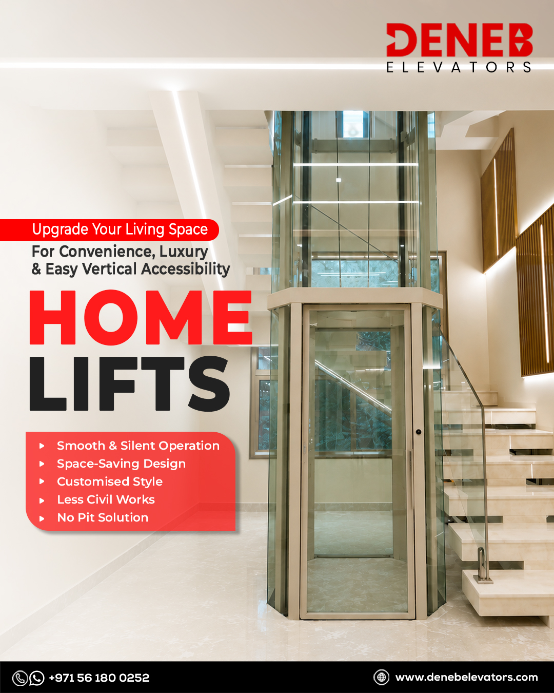 Deneb Elevators Facebook ad: Get Your Home Lift Quote Today