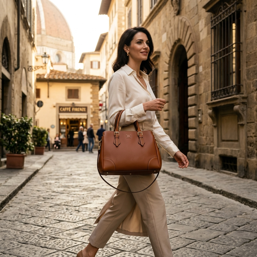 Friend Circle Facebook ad: Italian Leather Handbags: Luxury Style for Women