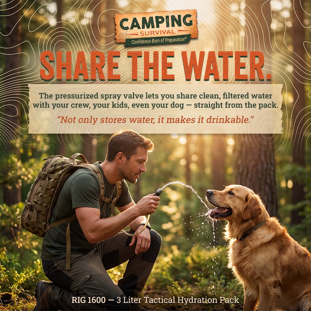 Camping Survival Facebook ad: Filtered Water For Everyone On The Trail
