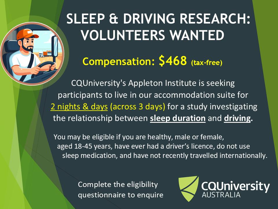Appleton Institute - Work & Fatigue Research Study - Adelaide Facebook ad: Appleton Sleep Lab: General Questionnaire