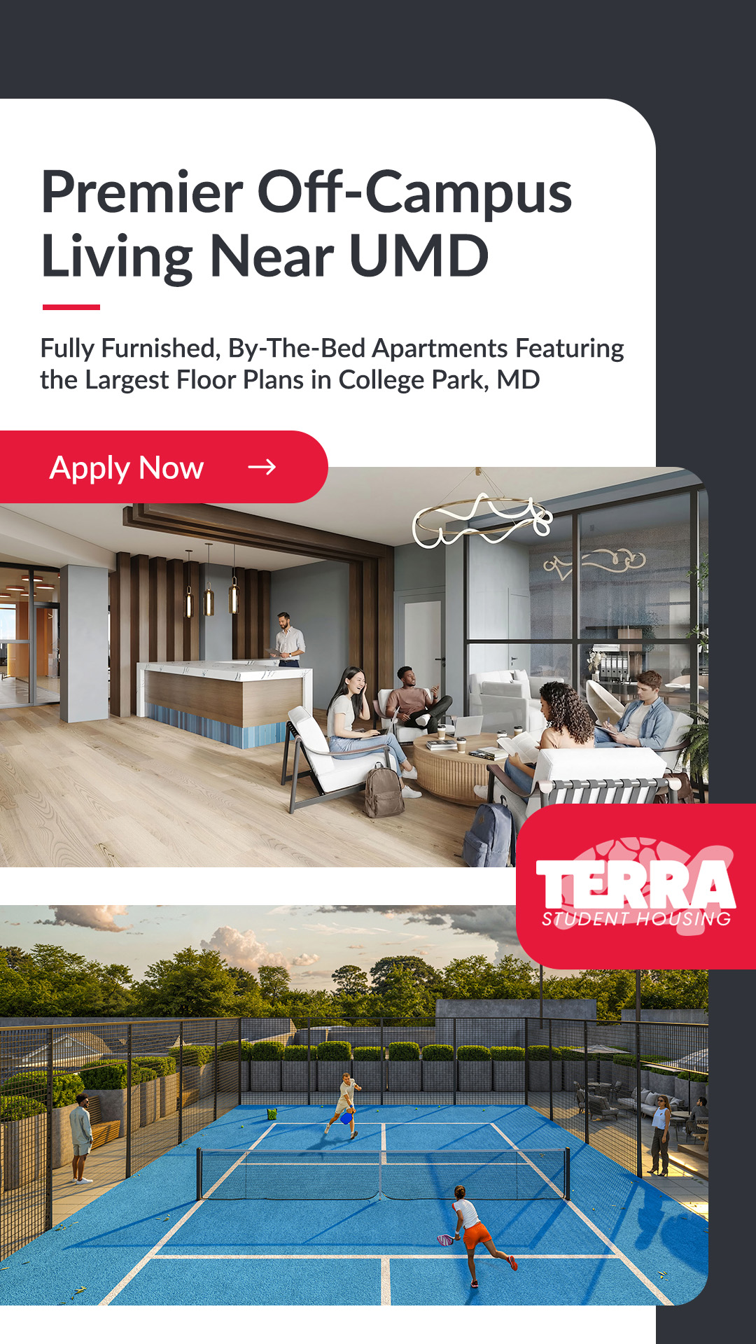 Terra Student Housing Facebook ad from Aug 14, 2026