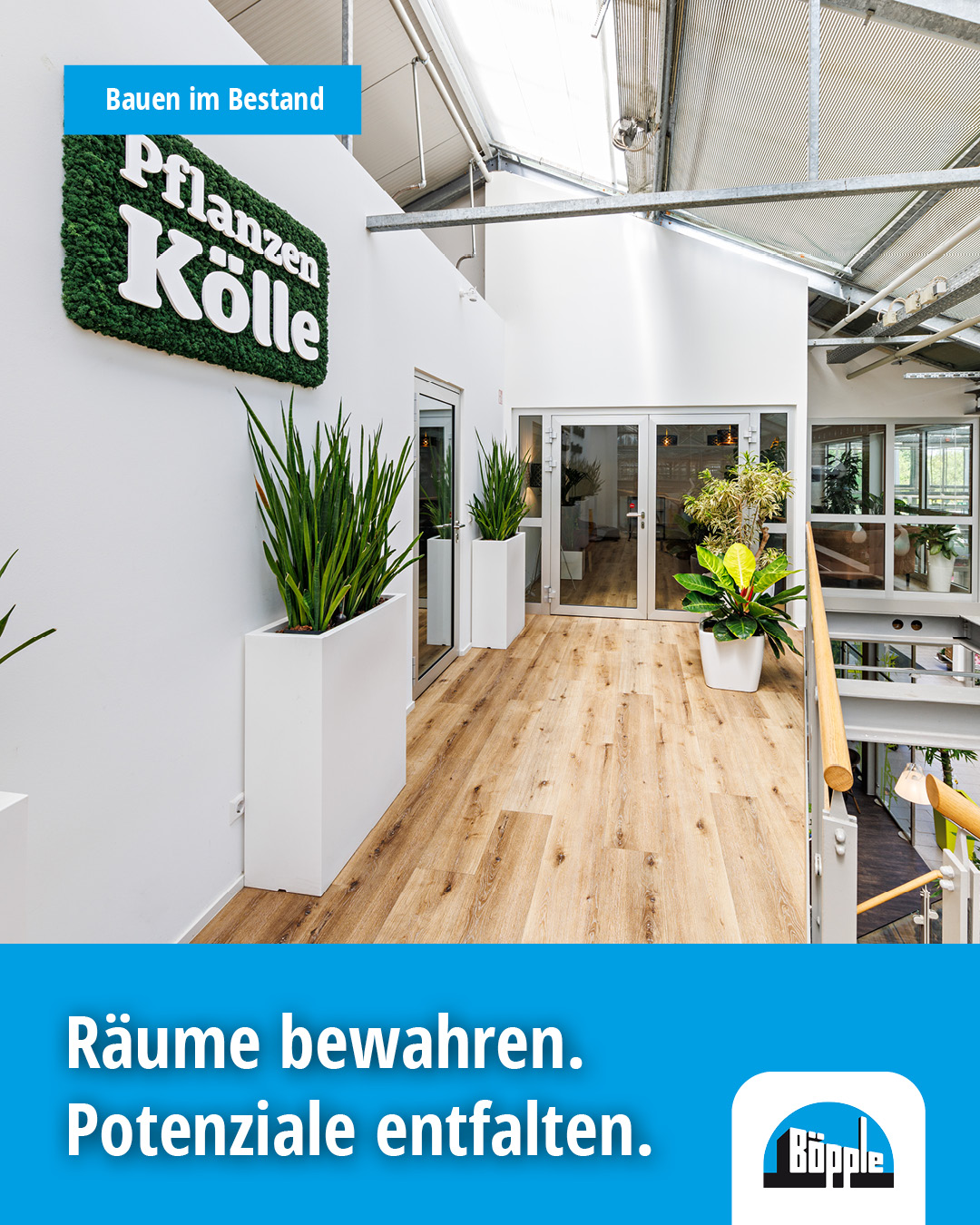 Böpple Bau Facebook ad: Bauen im Bestand bedeutet für uns: vorhandene Strukturen…