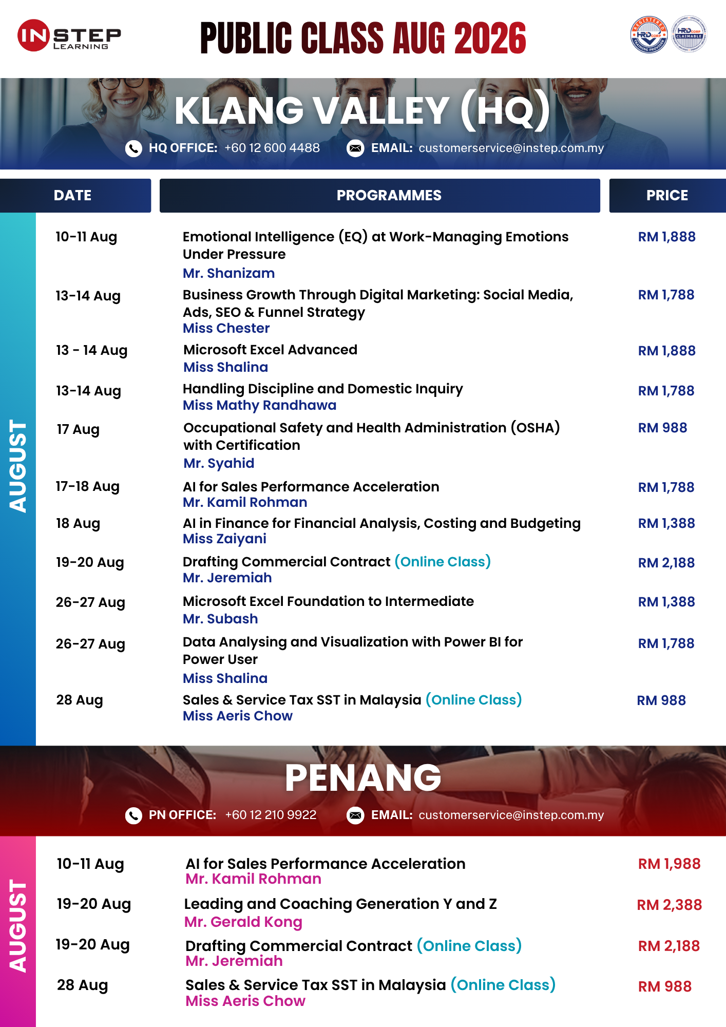 Instep Learning Asia Facebook ad: Explore our August 2026 Training Programmes designed toβ¦