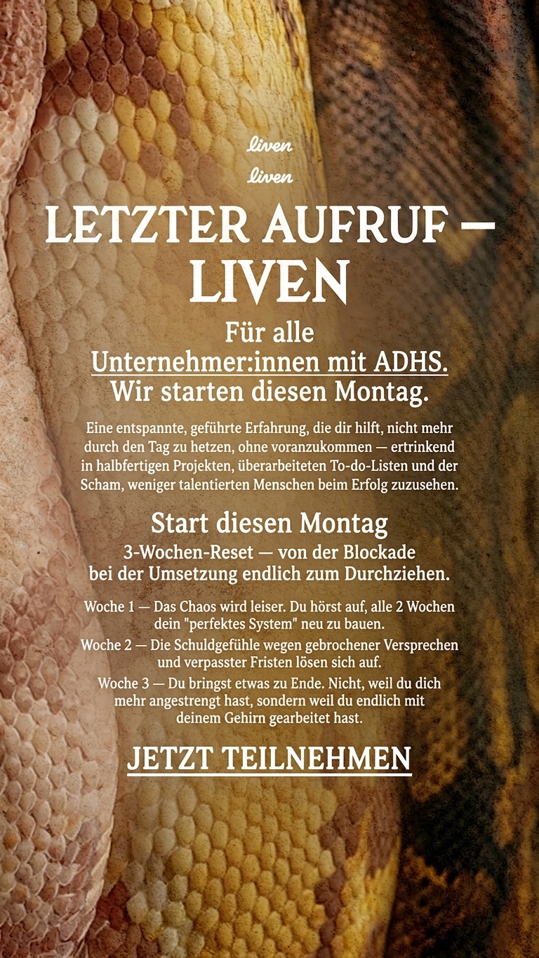 Liven: Train Your Brain to Switch Effortlessly Facebook ad: ADHS ist okay, aber Selbstsabotage zu ignorieren nicht!