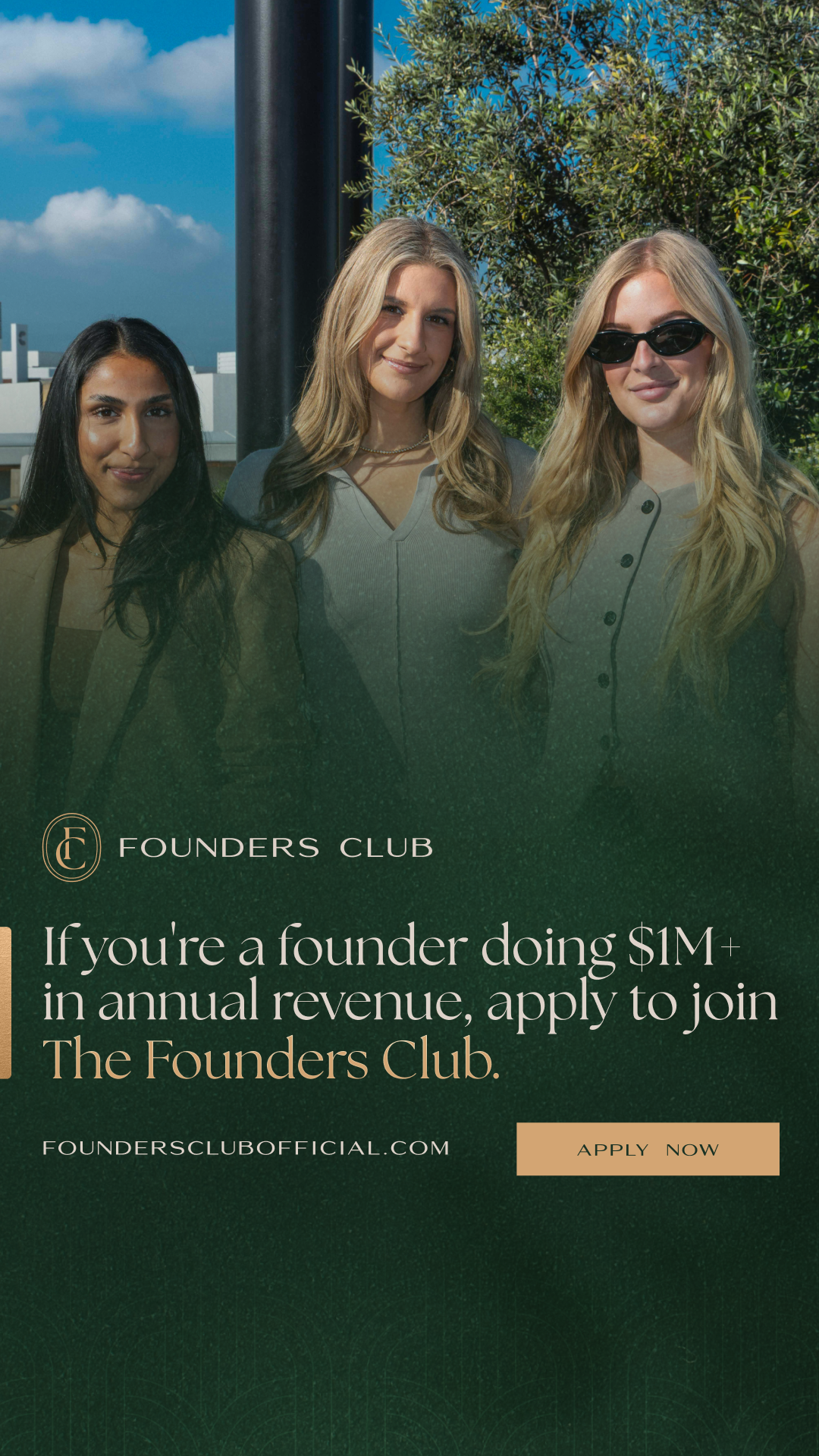 The Founders Club Facebook ad from May 1, 2026