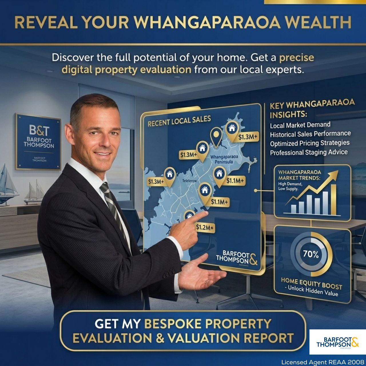 Nik Sams Real Estate Facebook ad: What’s Your Whangaparaoa Home Worth?