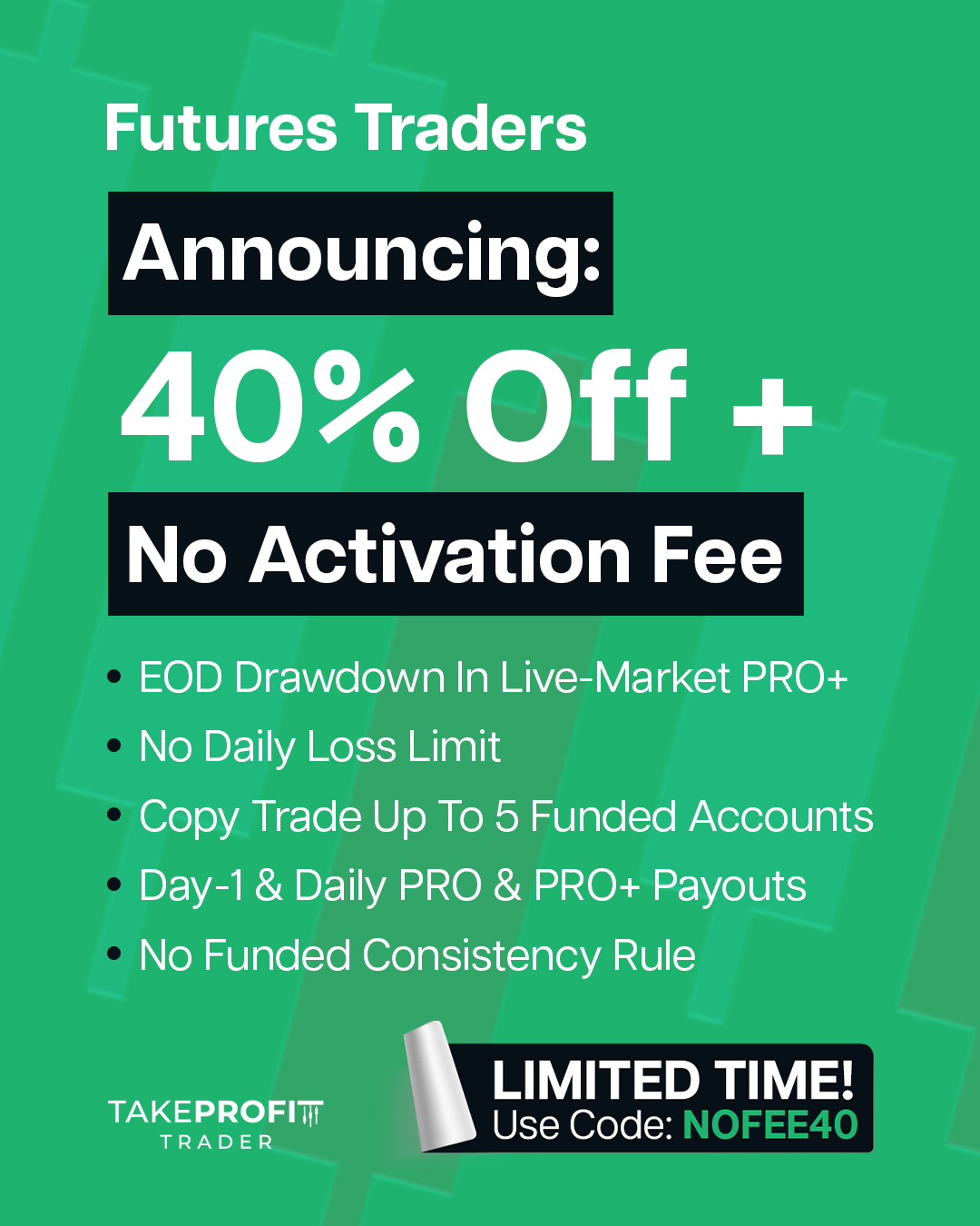 Take Profit Trader Facebook ad: 3-Day Test + No Activation Fee