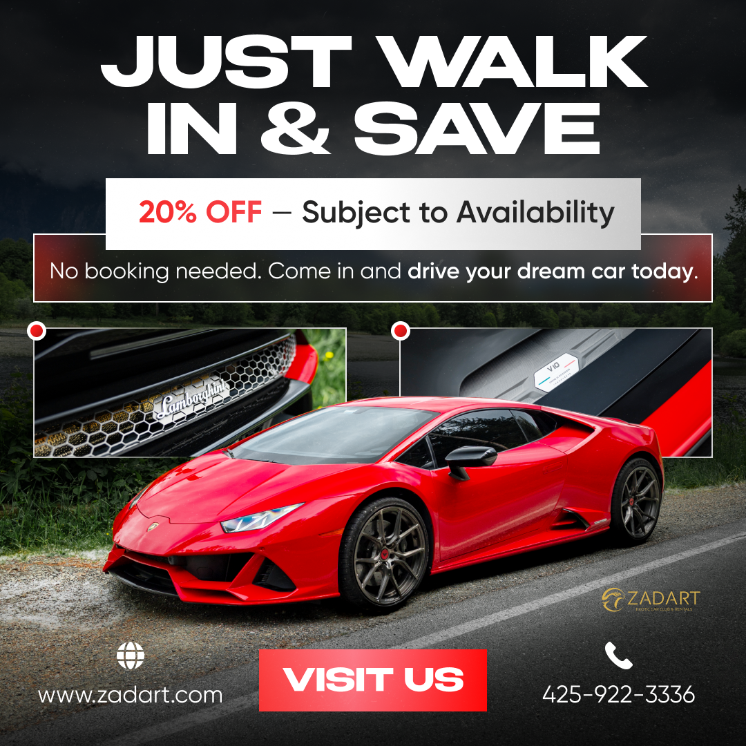Zadart Exotic Car Club & Rentals Facebook ad