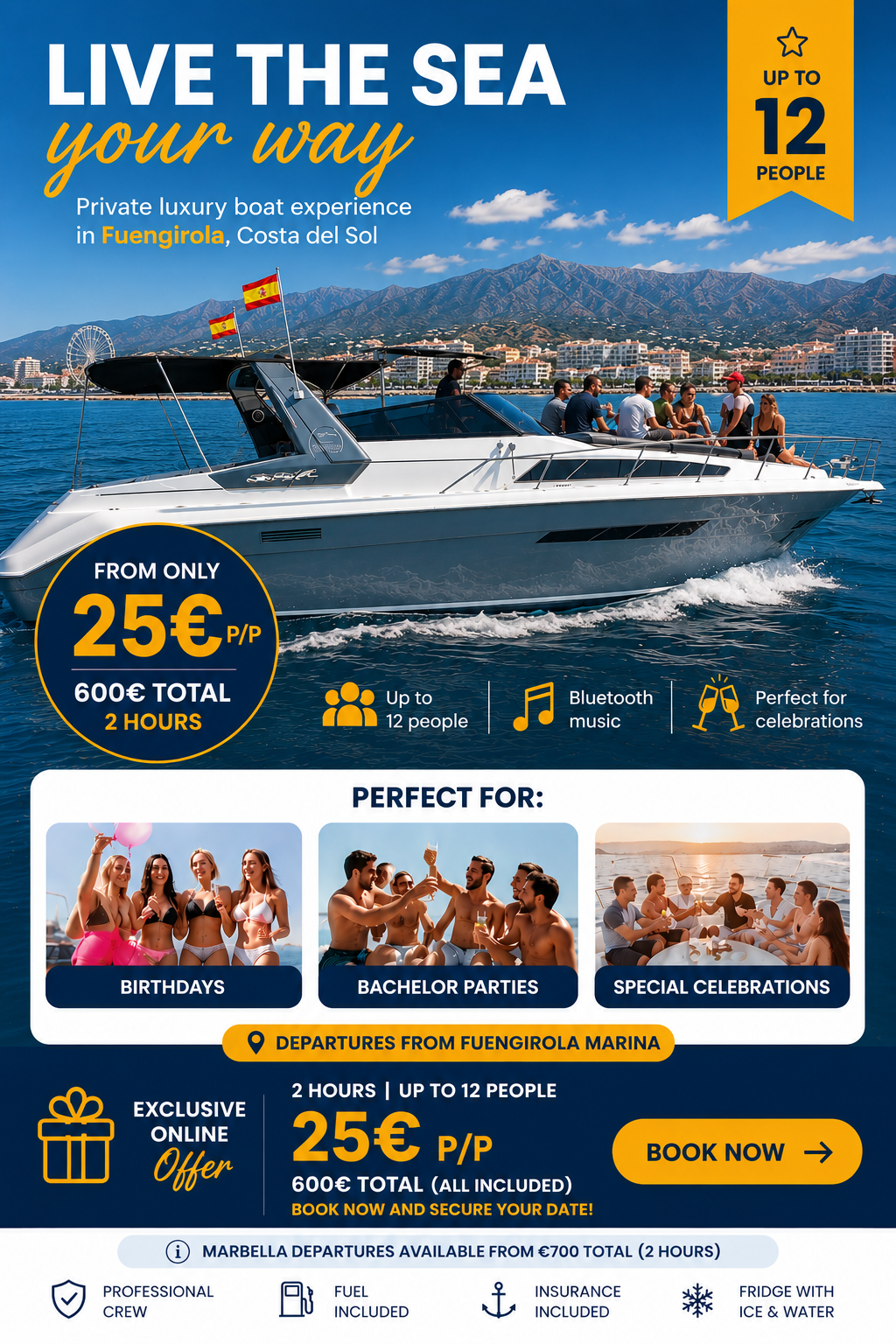 Blue Wave Experience Facebook ad: Looking for something different to do in Fuengirola or…