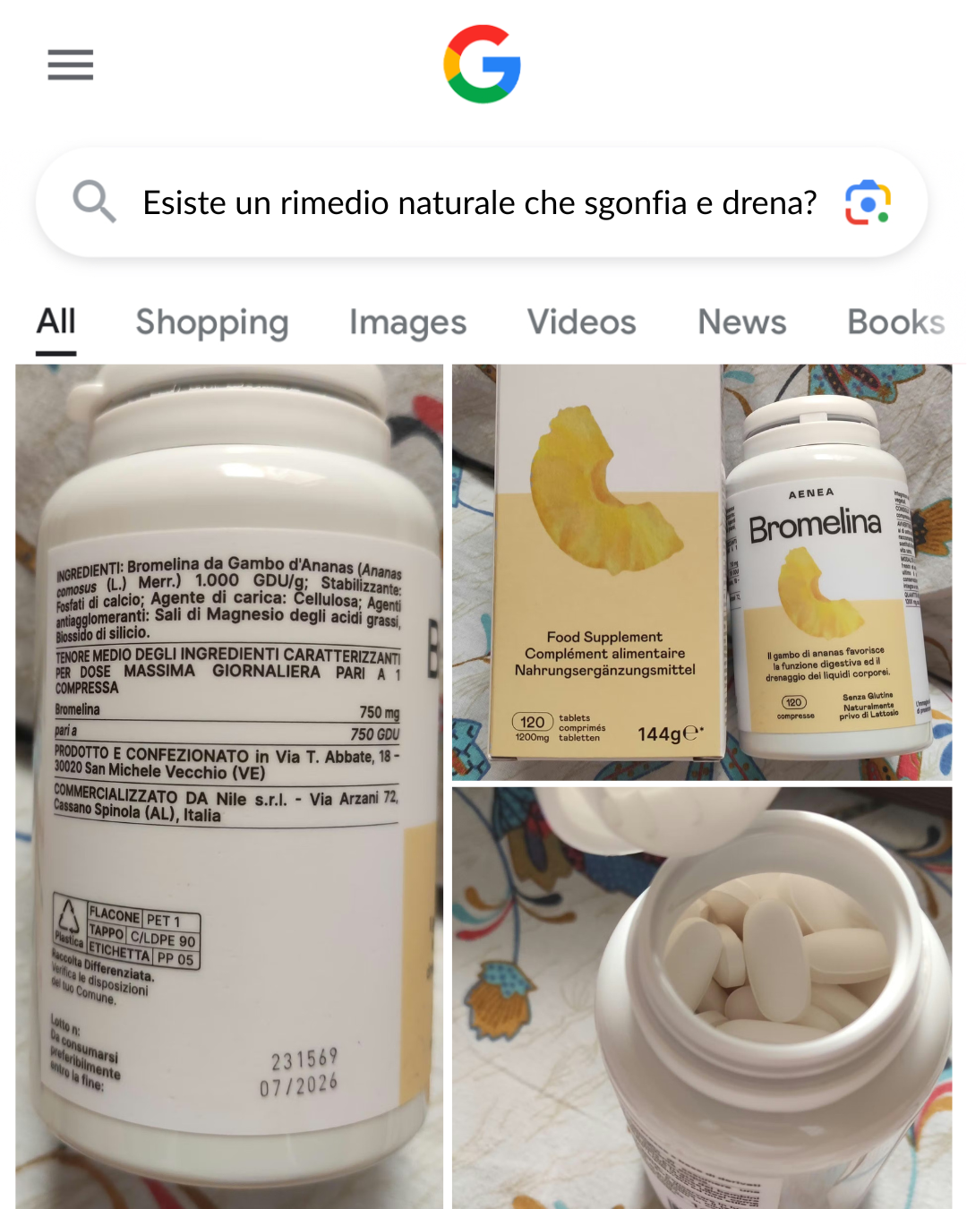 Aenea Facebook ad: Estratto naturale Ananas 100% Made in Italy