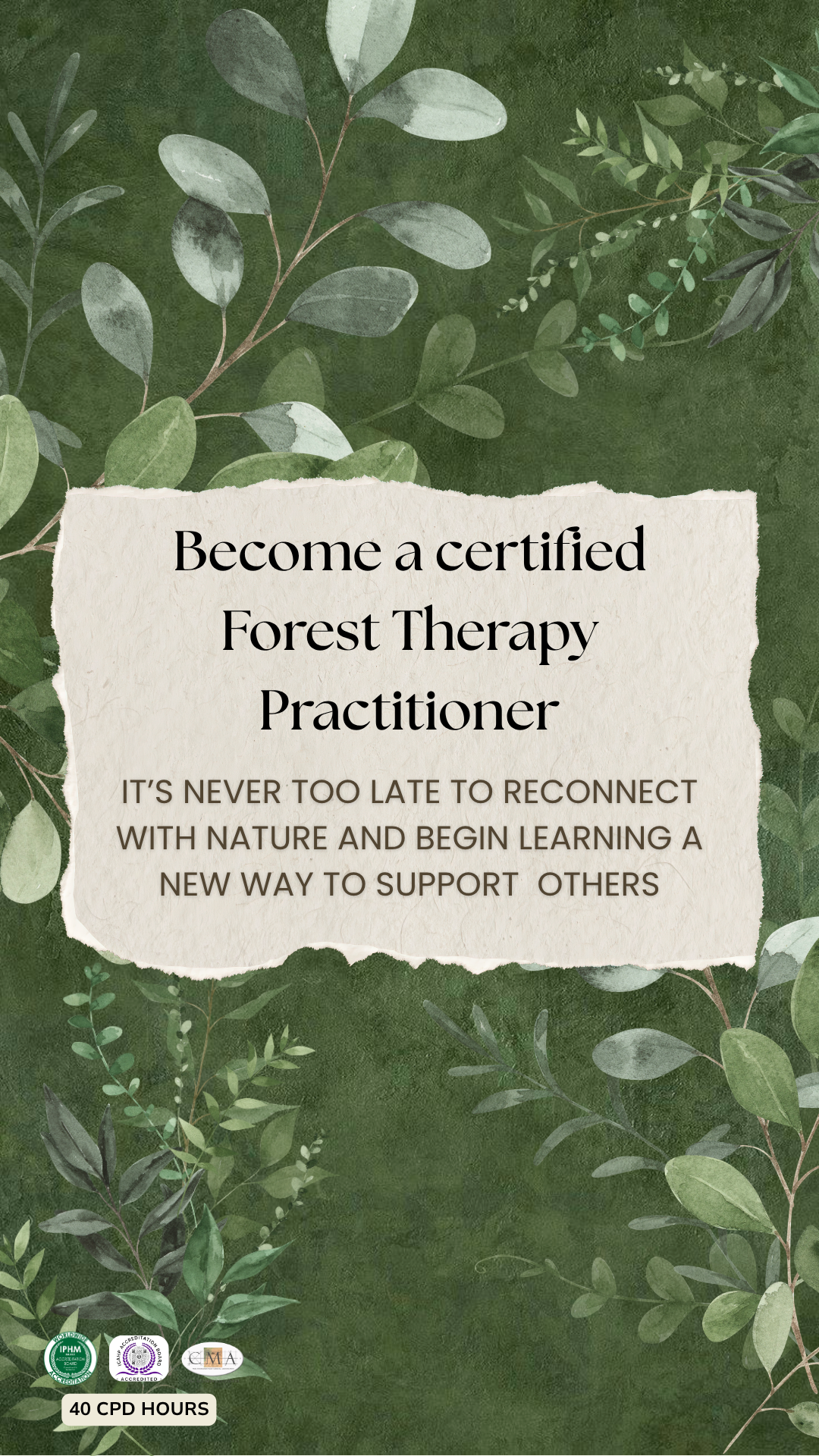 Alma Oasis Facebook ad: Become a ππ²πΏππΆπ³πΆπ²π± Sylvotherapy Practitioner