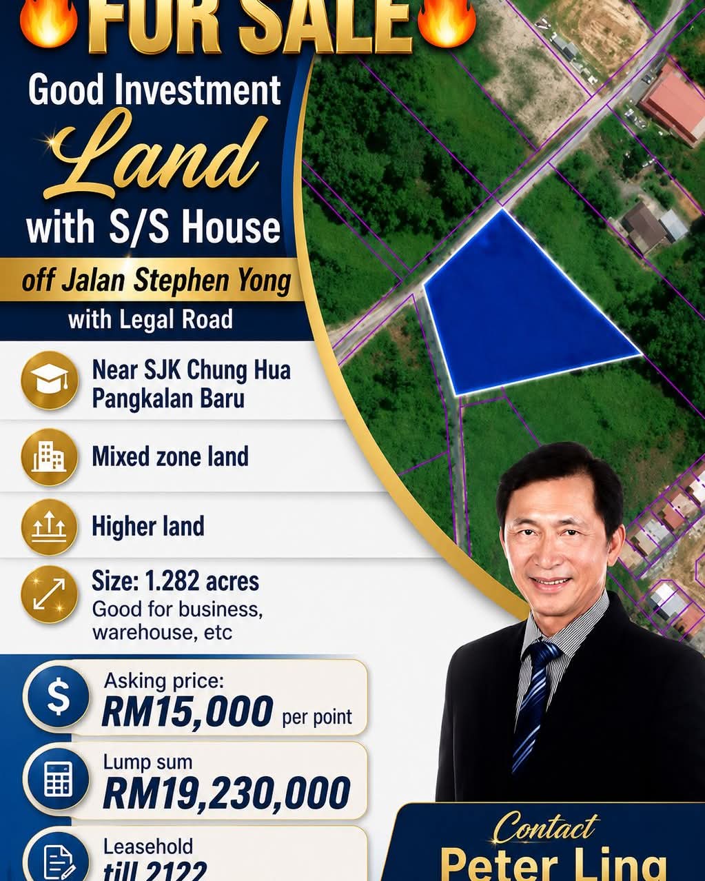 Peter Ling Facebook ad: FOR SALE Investment Land with S/S House off Jalan Stephen…