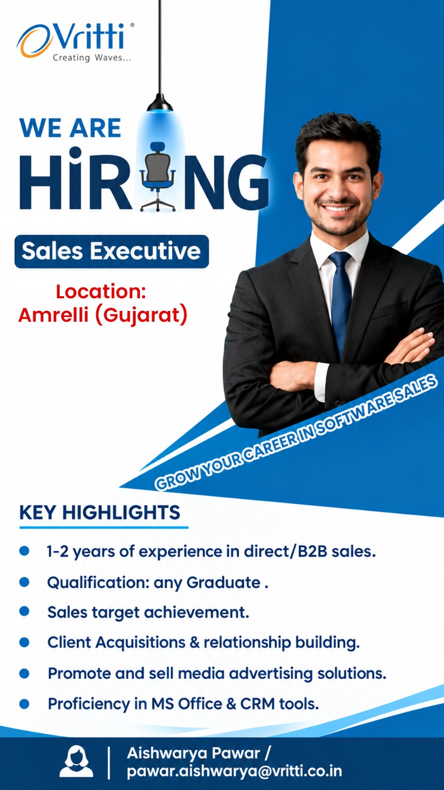 Vritti Solutions Facebook ad: We're Hiring: Sales Executive in Amrelli