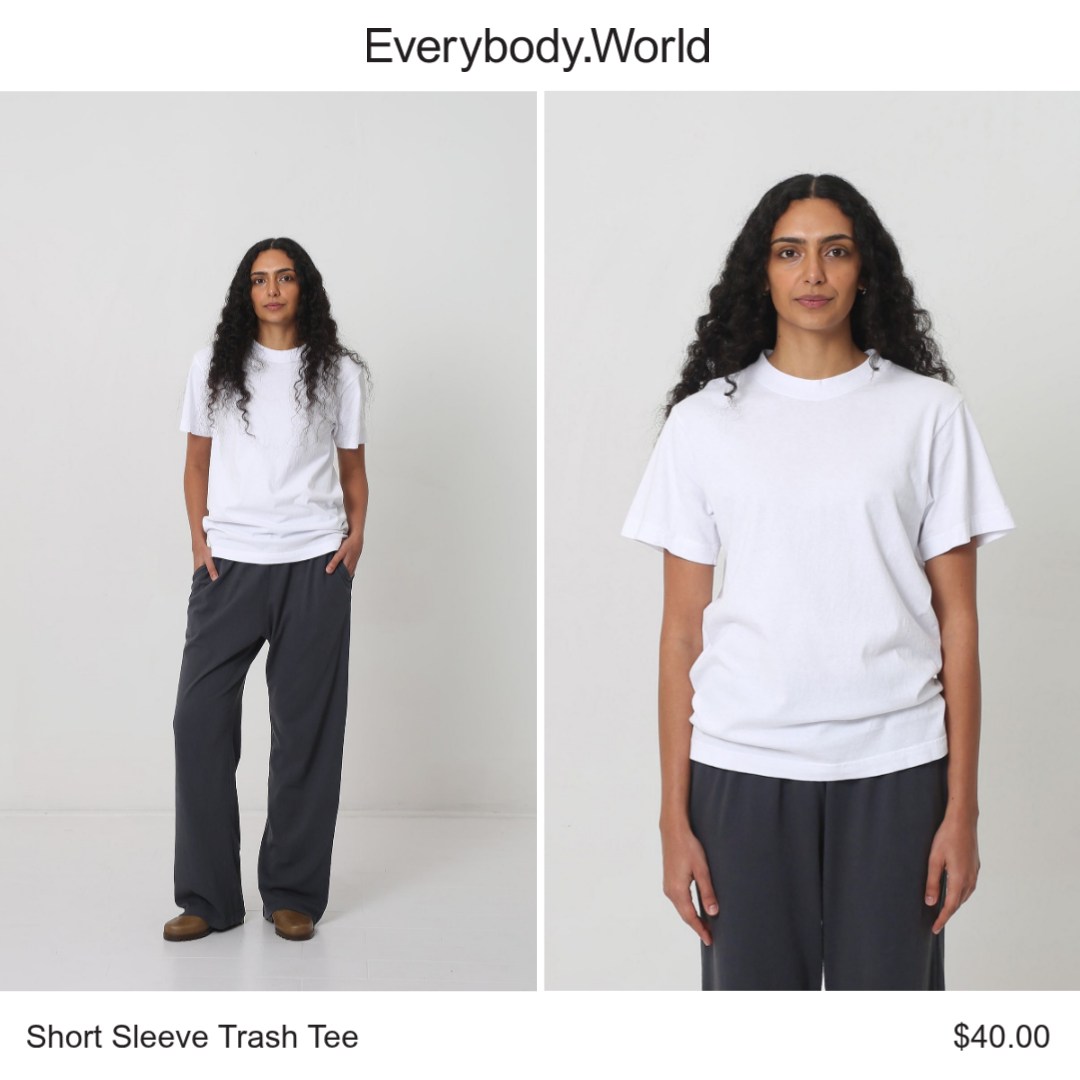 Everybody.World Facebook ad: Mindful blanks, world-first fabrics.