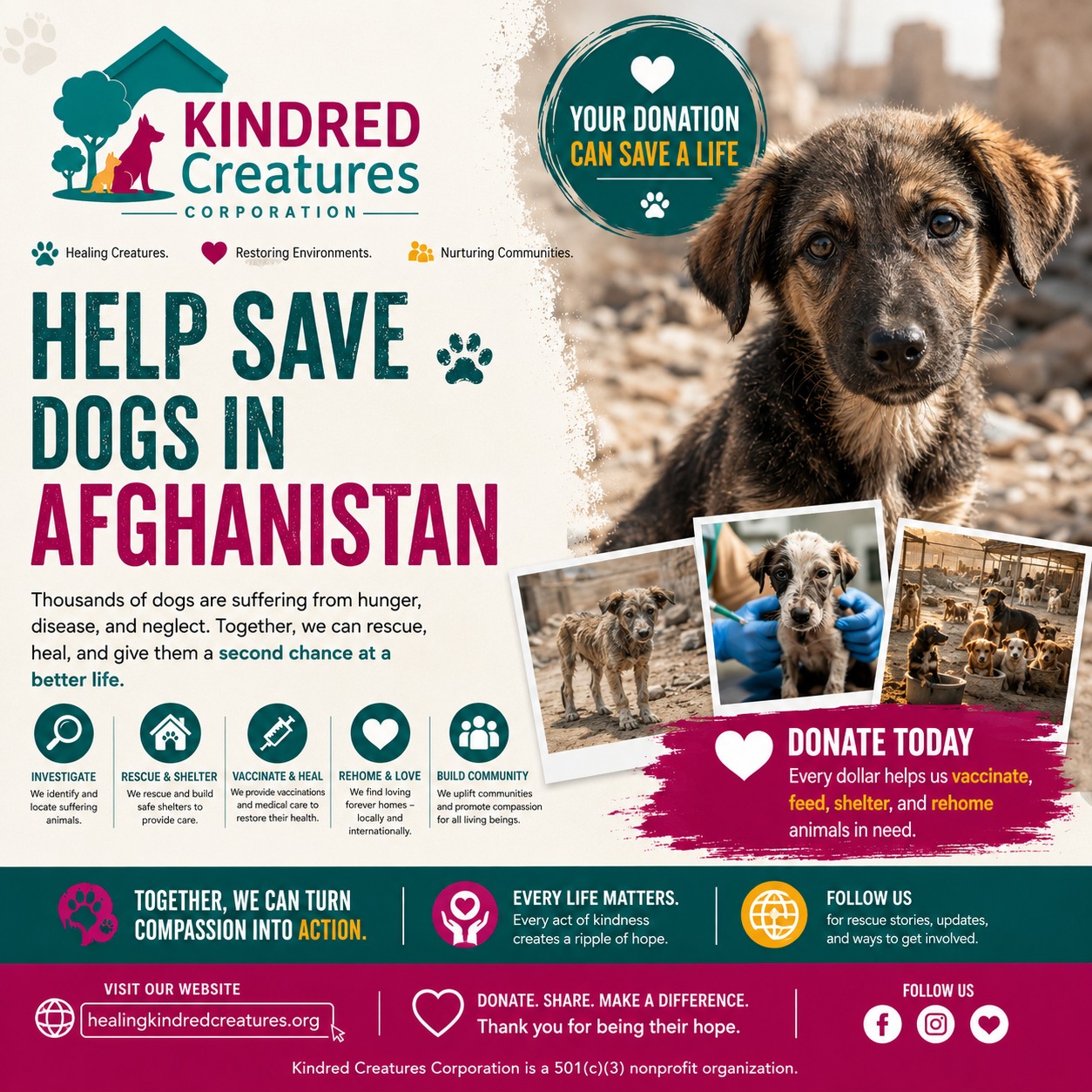 Kindred Creatures Facebook ad: Kindred Creatures, Healing creatures, restoring…