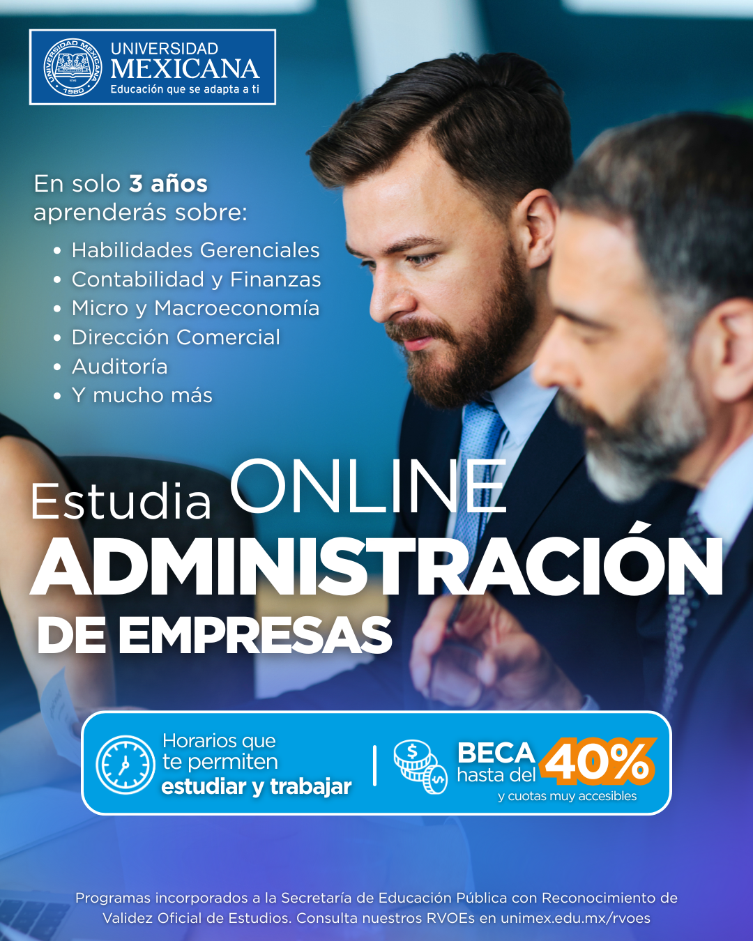 Universidad Mexicana Facebook ad: Obtén una Beca del 40%