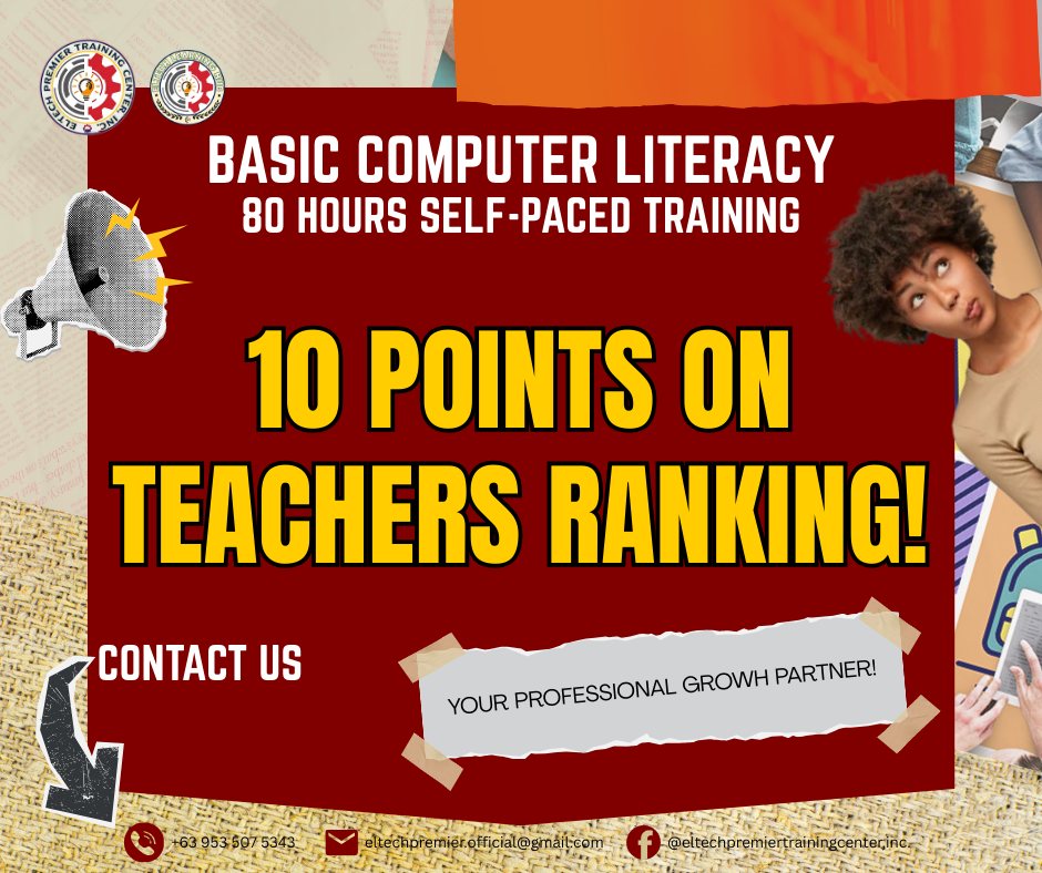 Eltech Learning Hub Facebook ad: Upgrade your computer skills with our 80-hour online…