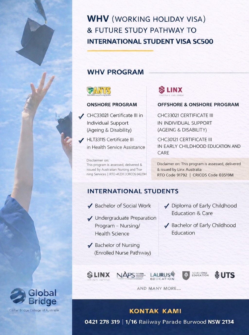 Globalbridgeausindonesia Facebook ad: Kursus WHV untuk Pathway ke International Student di…