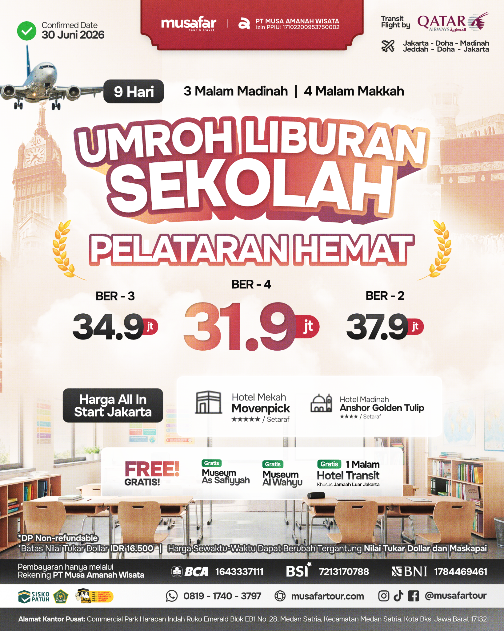 Musafar Tour & Travel Facebook ad: Persiapkan Hati Mereka Sebelum Persiapkan Buku. Ajak Umroh…