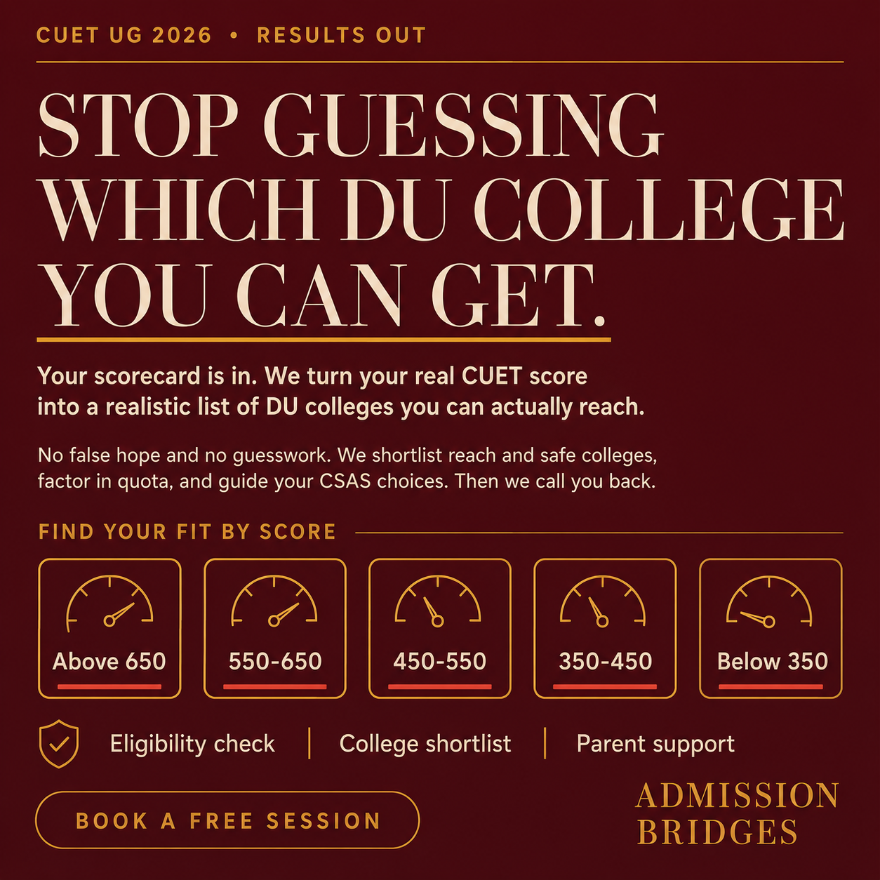 Admission Bridges Facebook ad