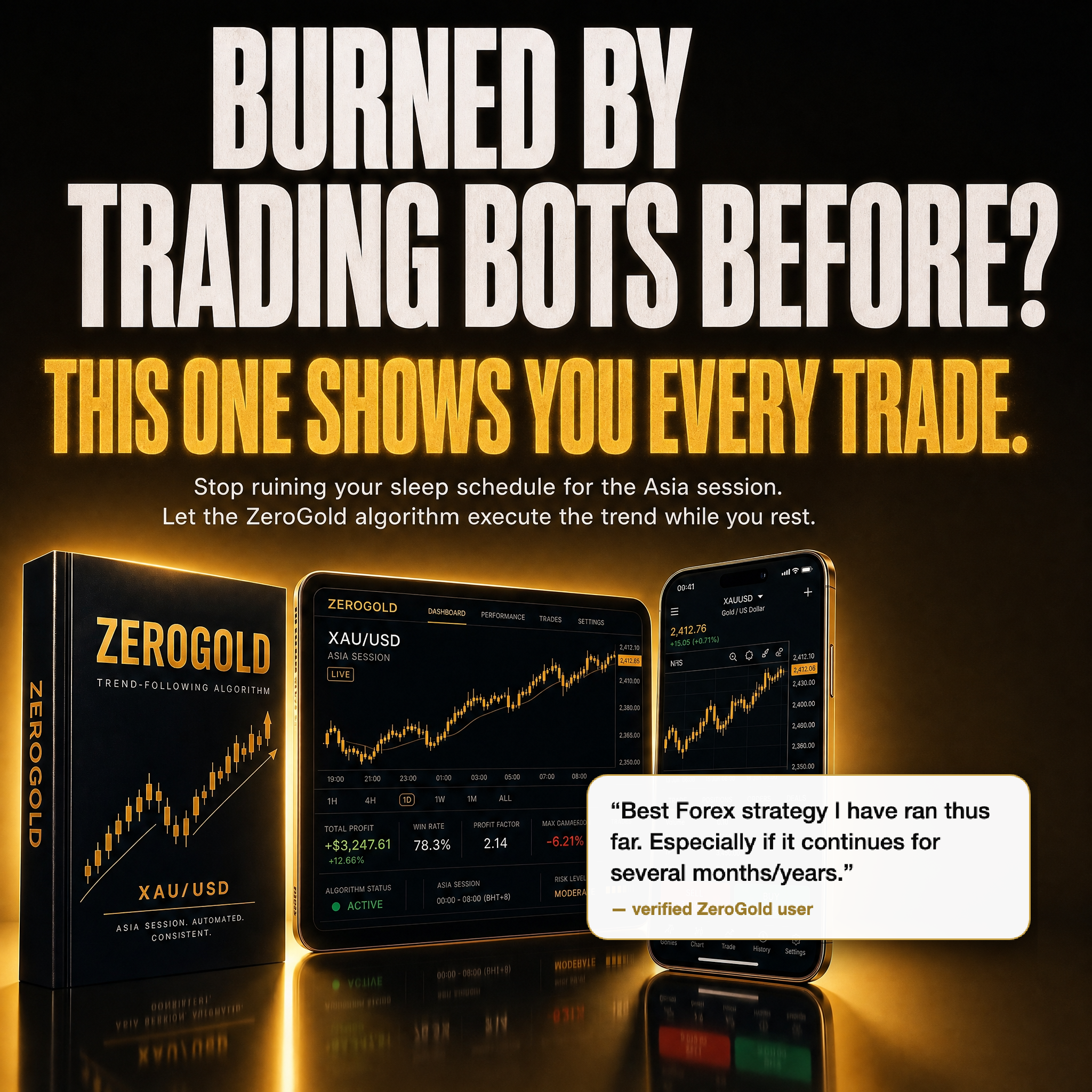 ZeroAlgo.io Facebook ad: The Gold Bot That Trades While You Sleep
