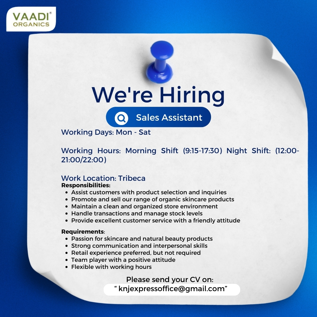 Vaadi Organics Shops Facebook ad: Join Our Team at Vaadi Organics!