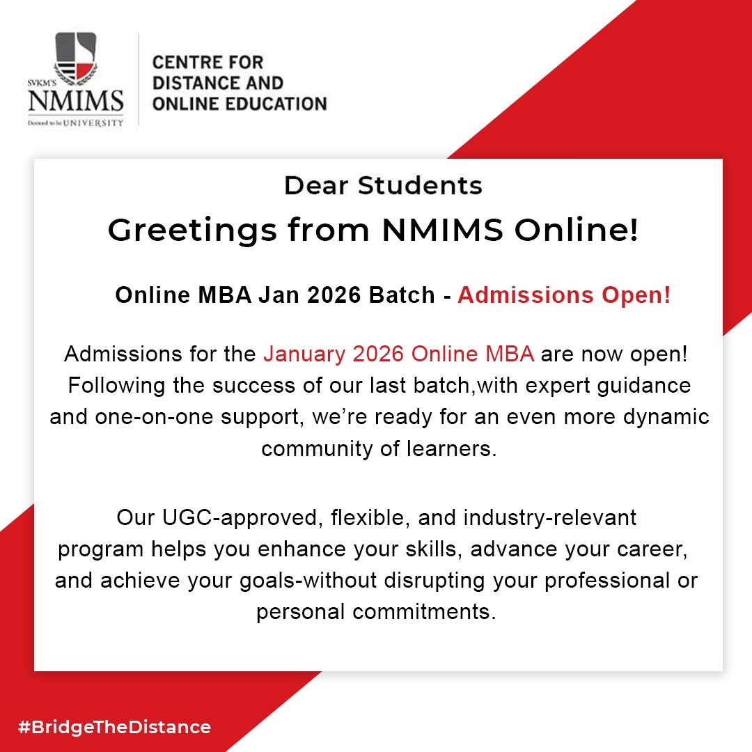 NMIMS Online Admissions Facebook ad: Admission Open for 2026 Batch!