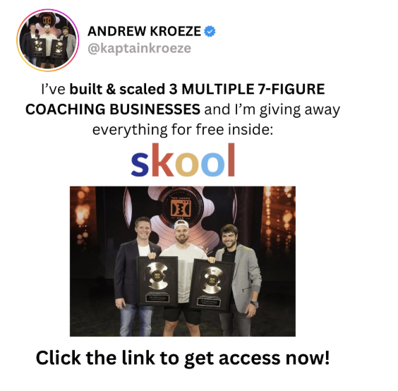 7-Figure CEOs Facebook ad: Join Skool Now
