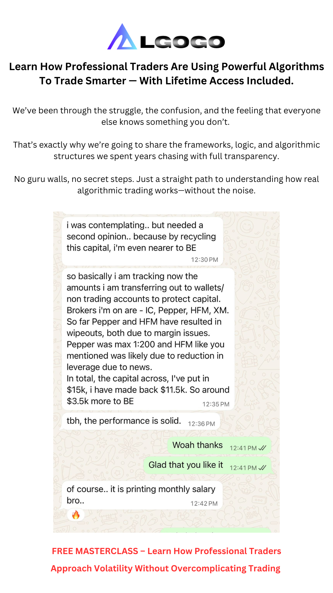 AlgoGo Facebook ad: Free Masterclass: Built for Today’s Fast Market