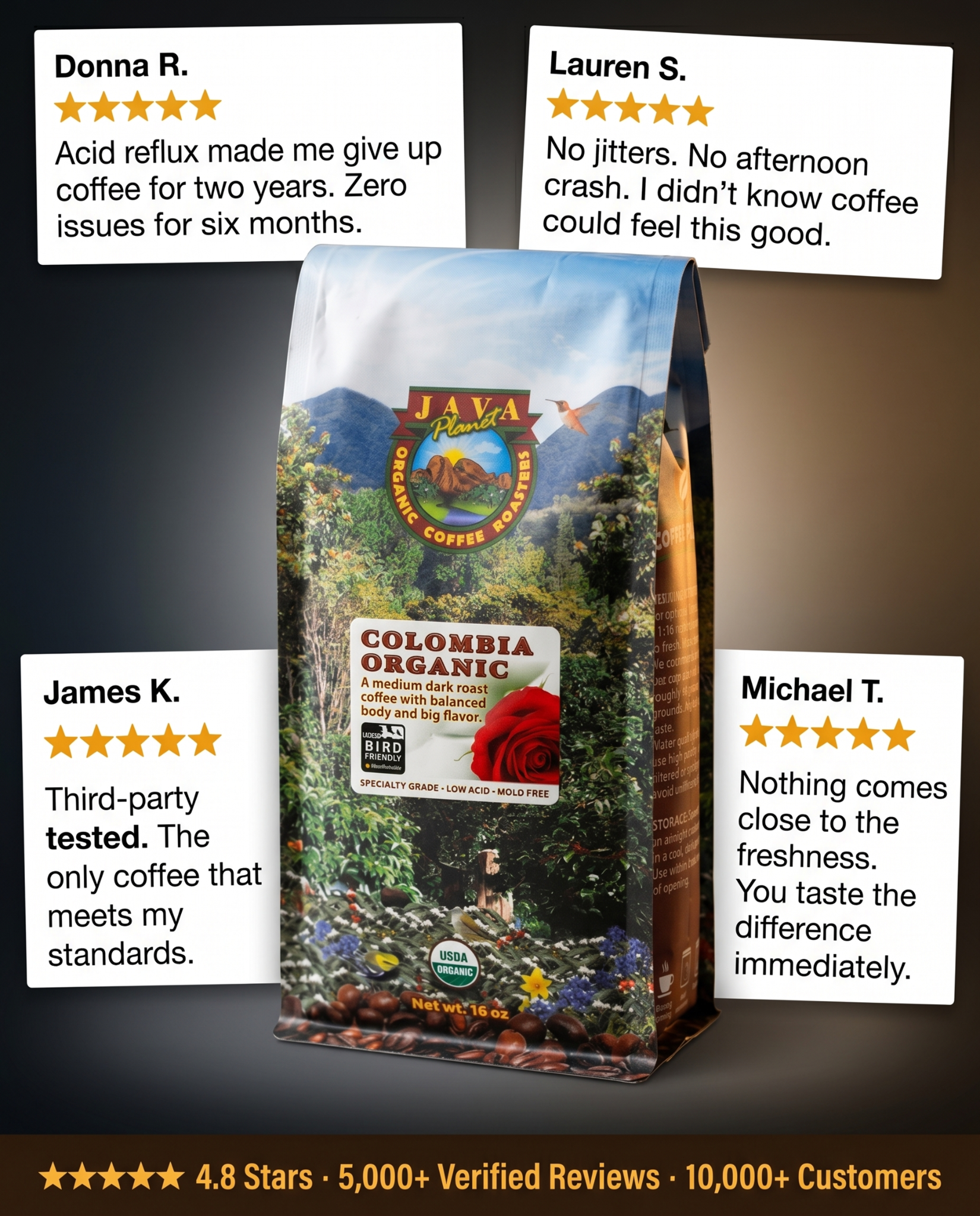 Java Planet Organic Coffee Facebook ad: Java Planet Organic Coffee Beans Whole, Medium Dark Roast…