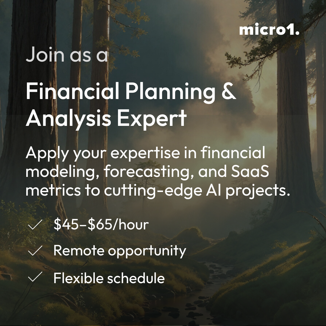 micro1 Facebook ad: Financial Planning and Analysis Expert