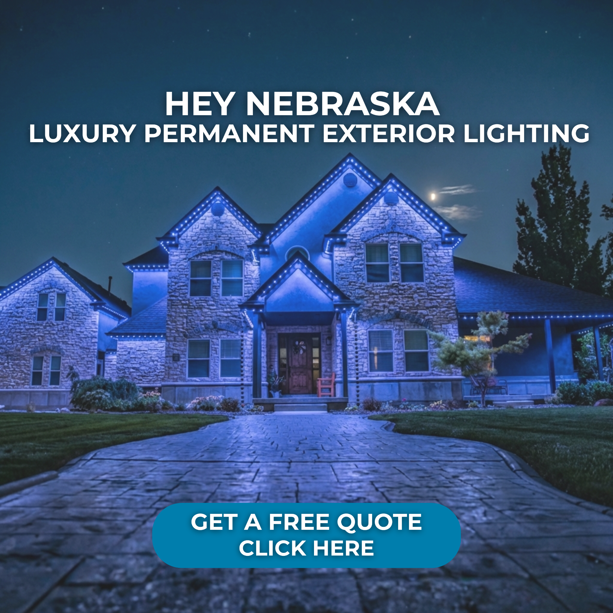 Hound Lighting Facebook ad: Transform Your Home's Exterior With Permanent Lighting