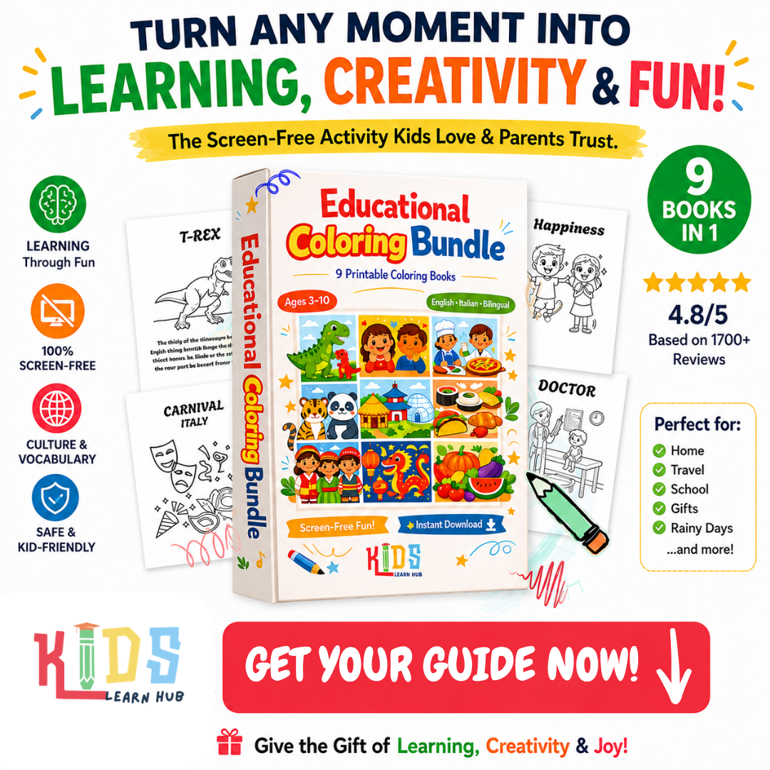 KIDS LEARN HUB Facebook ad: Educational Coloring Bundle - Choose, print, color!